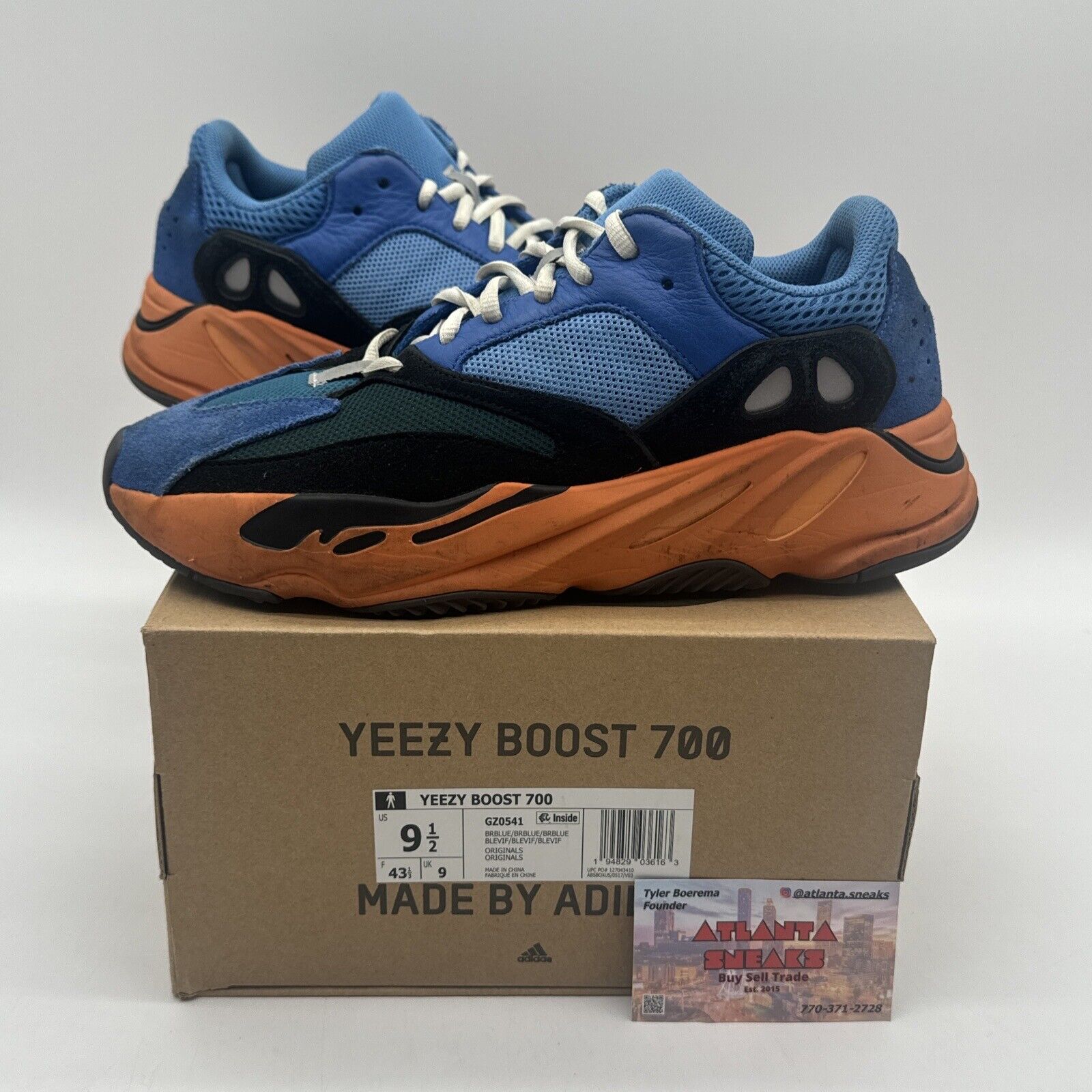 Size 9.5 - adidas Yeezy Boost 700 Bright Blue Orange Boost Image With Box OG All