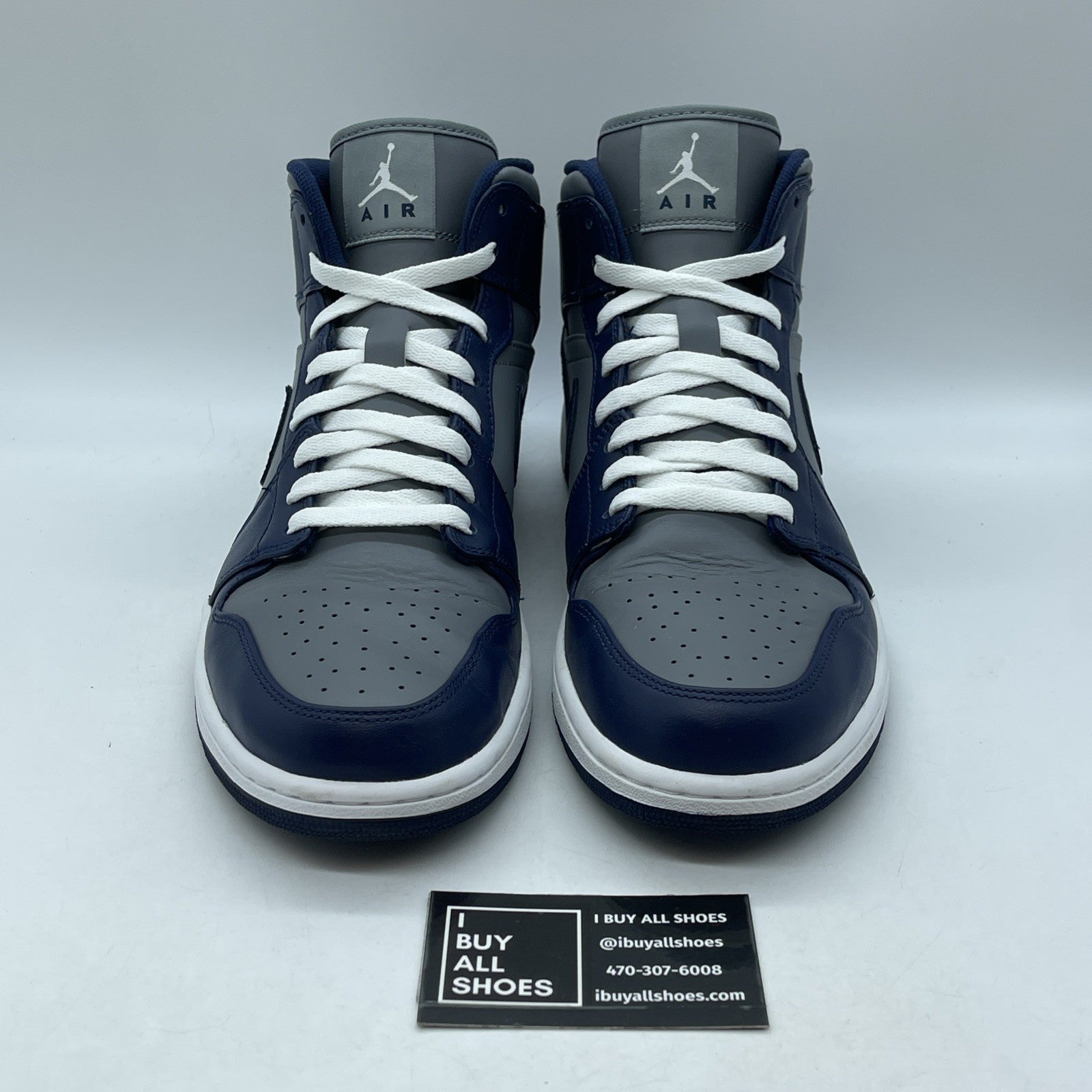 Size 12 - Air Jordan 1 Mid Georgetown Grey Blue Leather (554724-006)