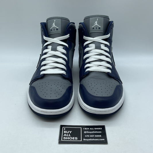 Size 12 - Air Jordan 1 Mid Georgetown Grey Blue Leather (554724-006)