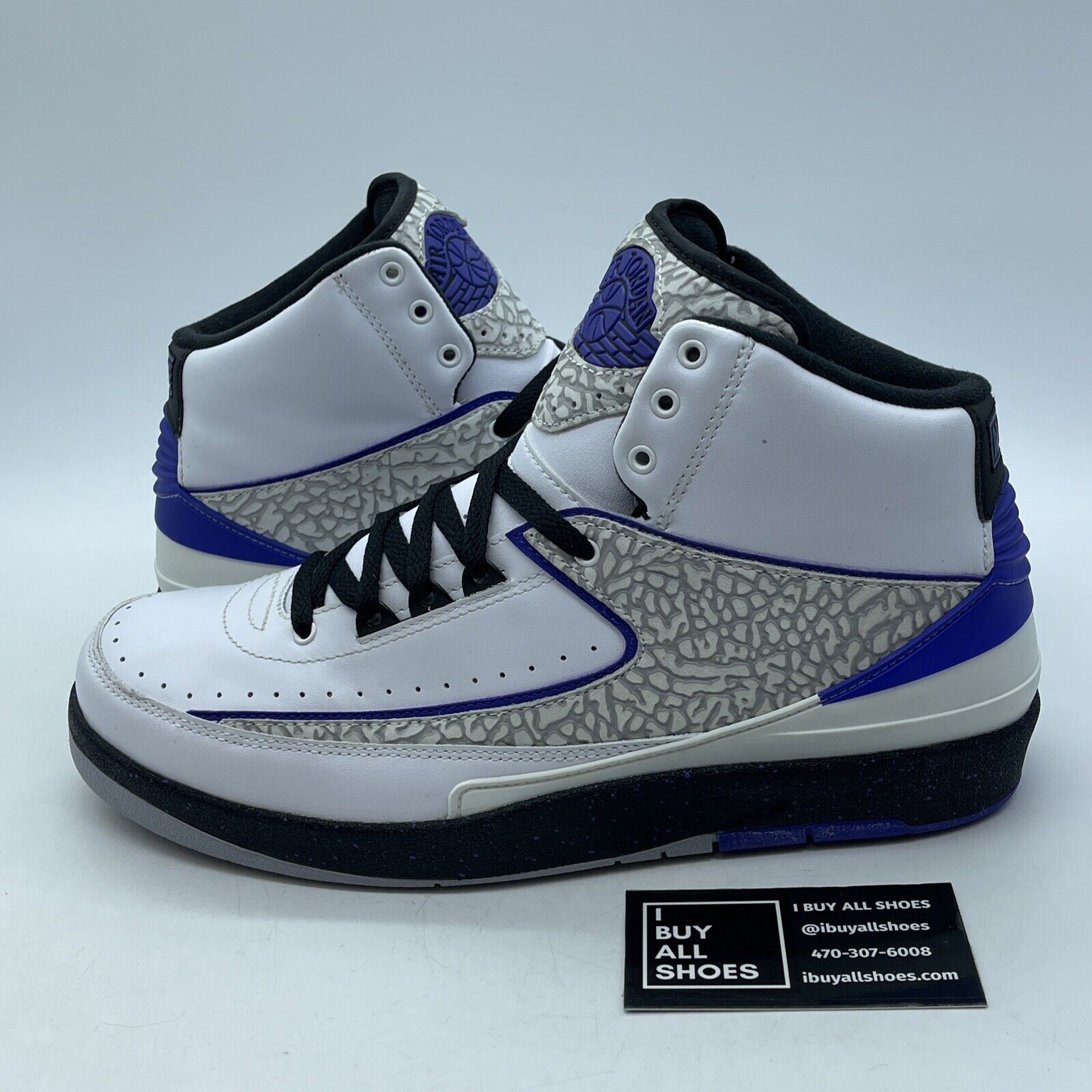 Size 9.5 - Air Jordan 2 Retro Concord White Purple Black Suede (385475-153)