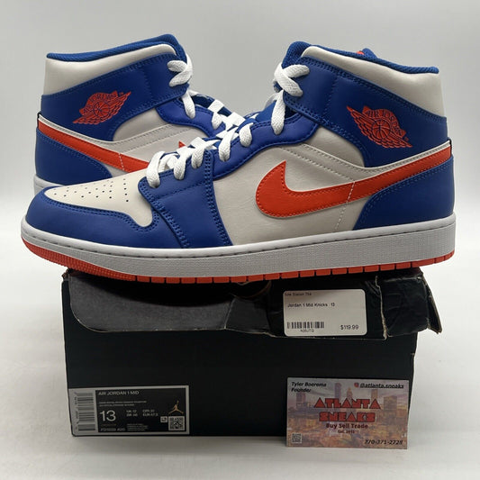 Size 13 - Jordan 1 Mid Knicks 2023 White Orange Blue (FD1029-400)