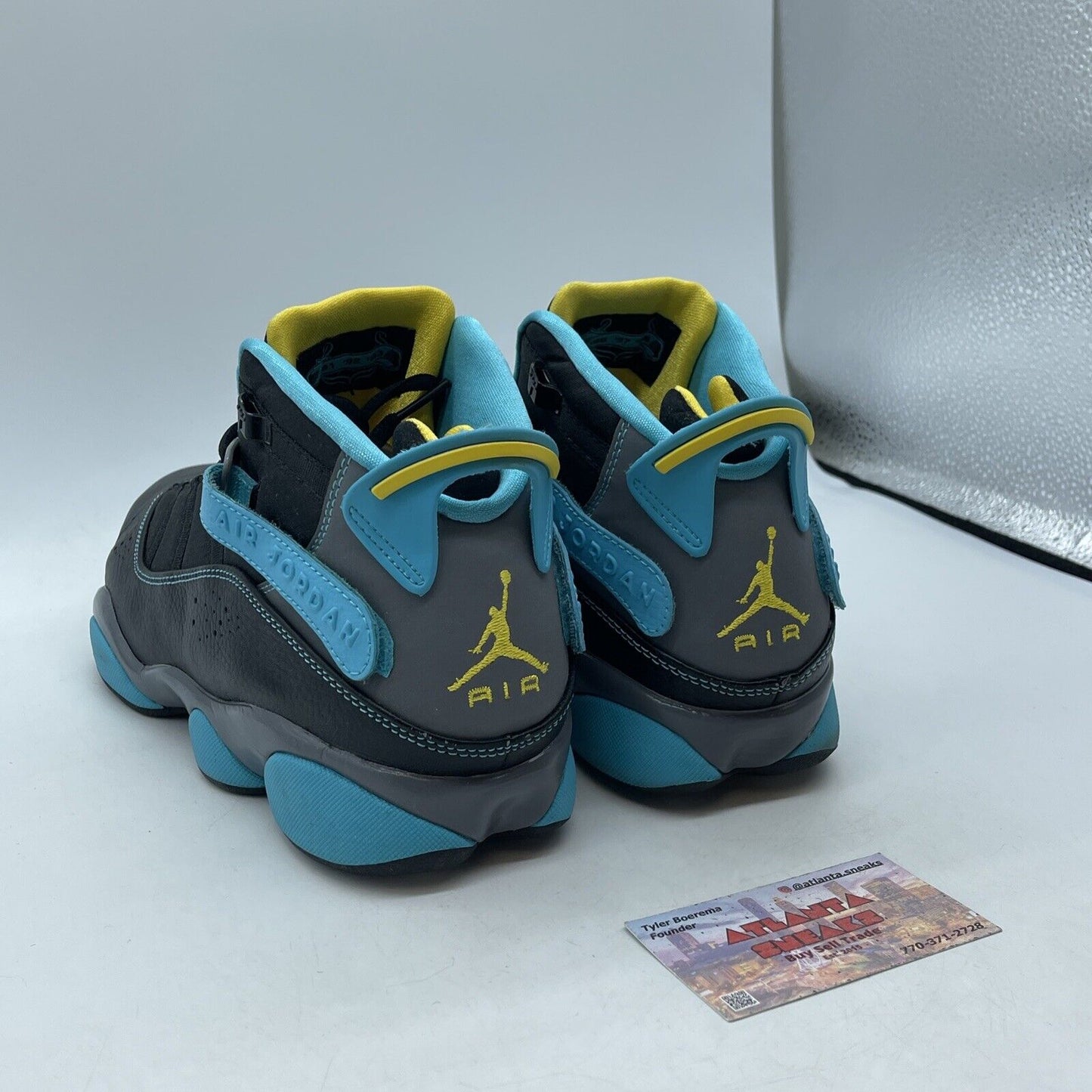 Size 8.5 - Jordan 6 Rings Hornets Black Grey Yellow Suede Leather (322992-089)