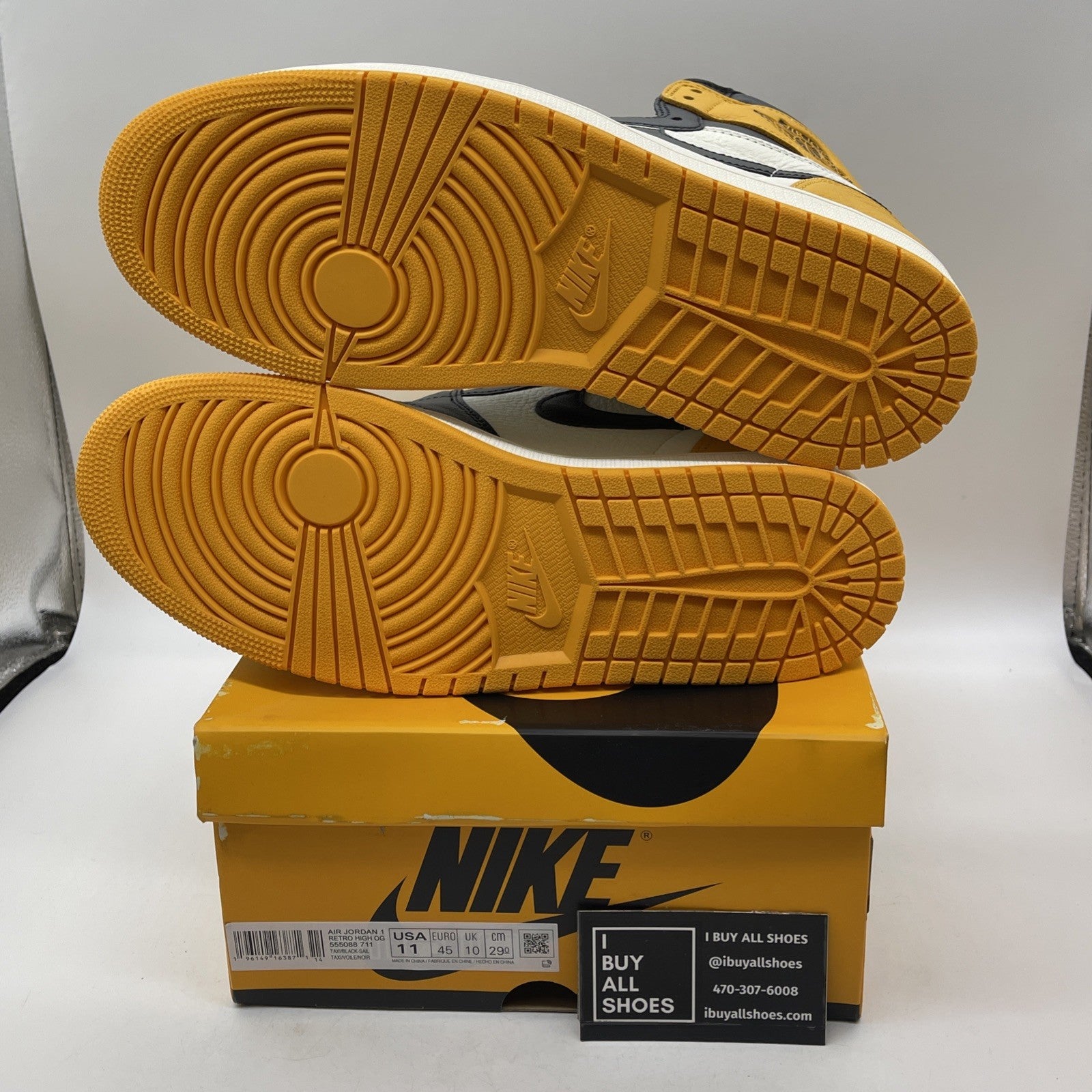 Size 11 - Air Jordan 1 Retro OG High Yellow Toe Black White (555088-711)