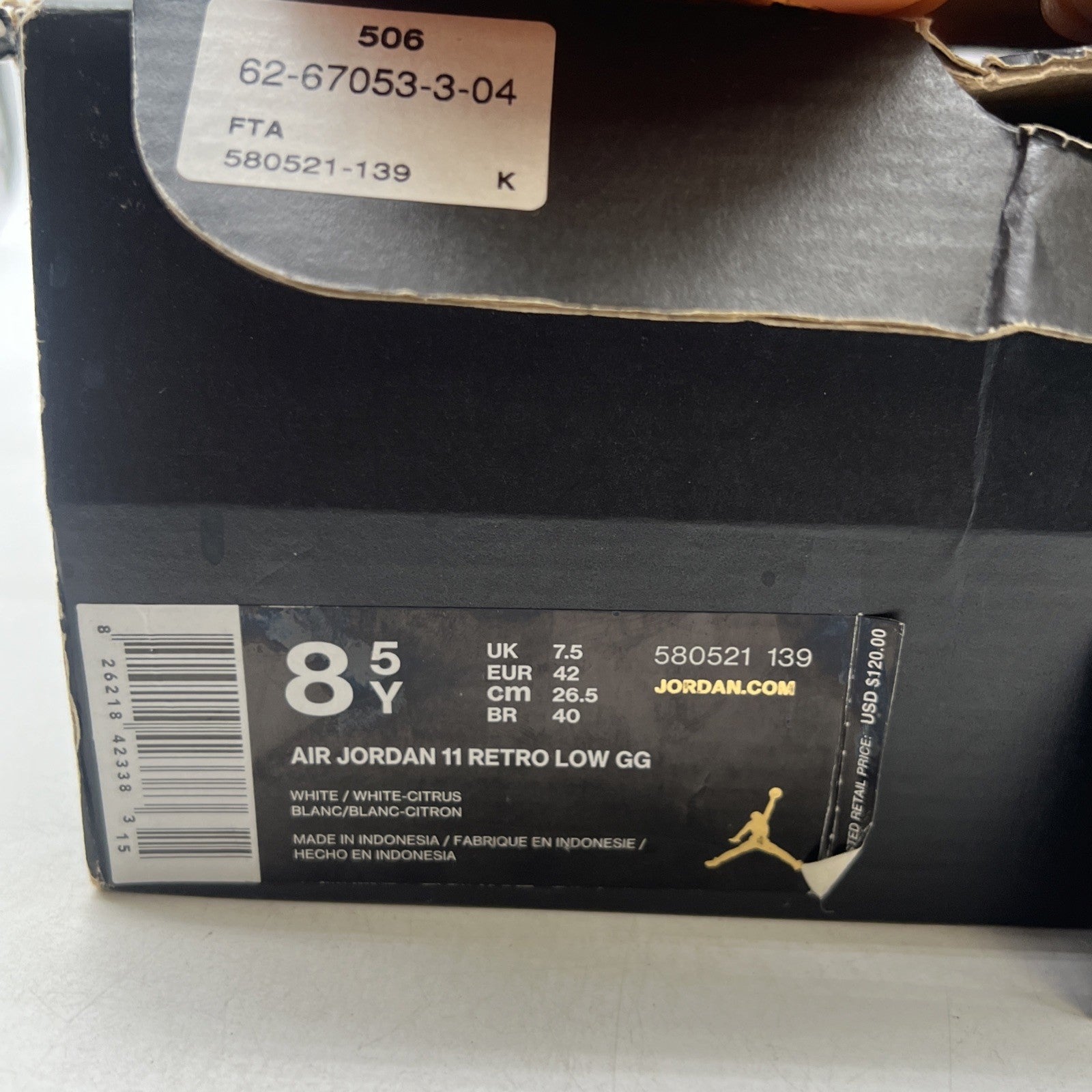Size 8.5Y - Air Jordan Citrus 11 (580521-139)