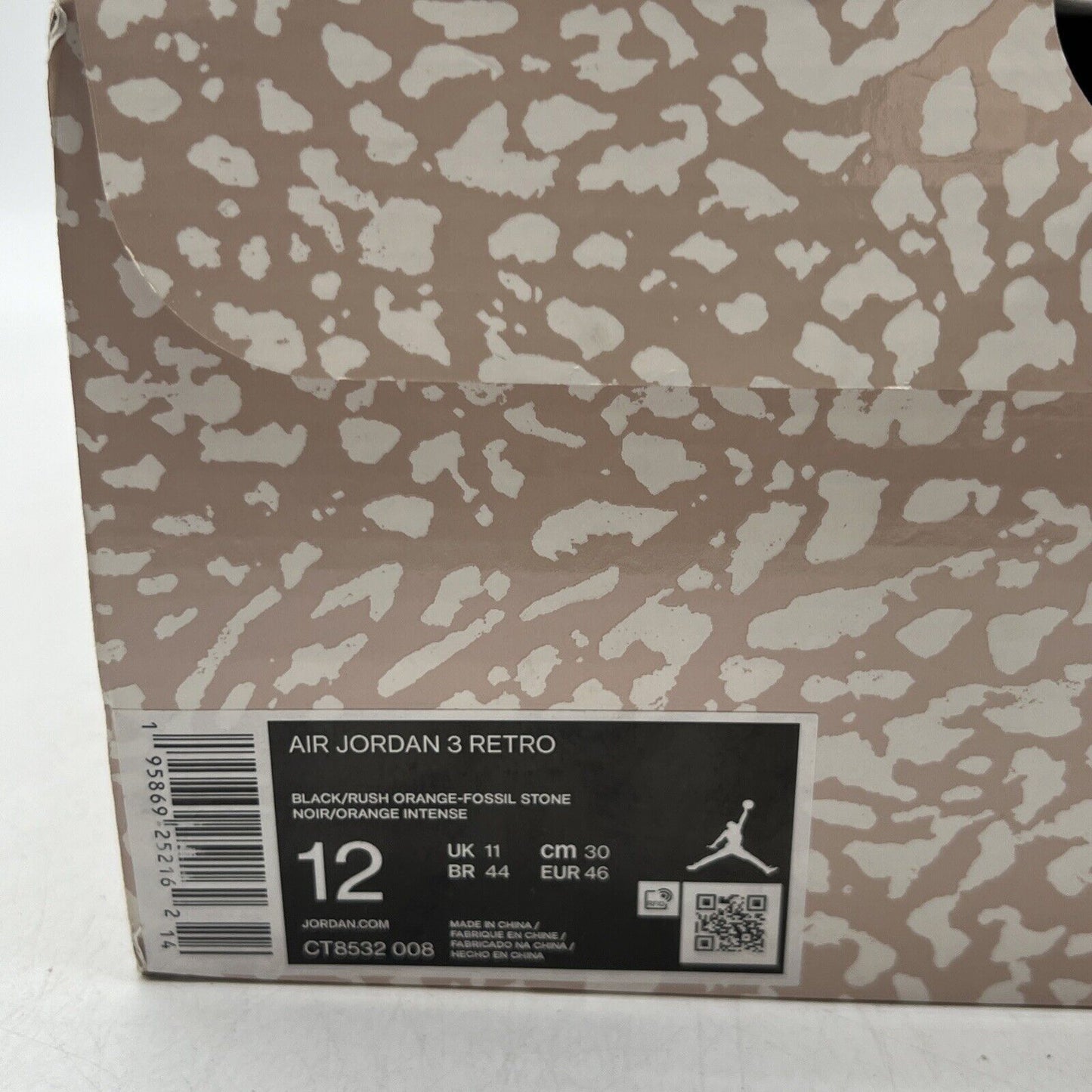 Size 12 - Jordan 3 Retro Mid Desert Elephant Black Leather White (CT8532-008)