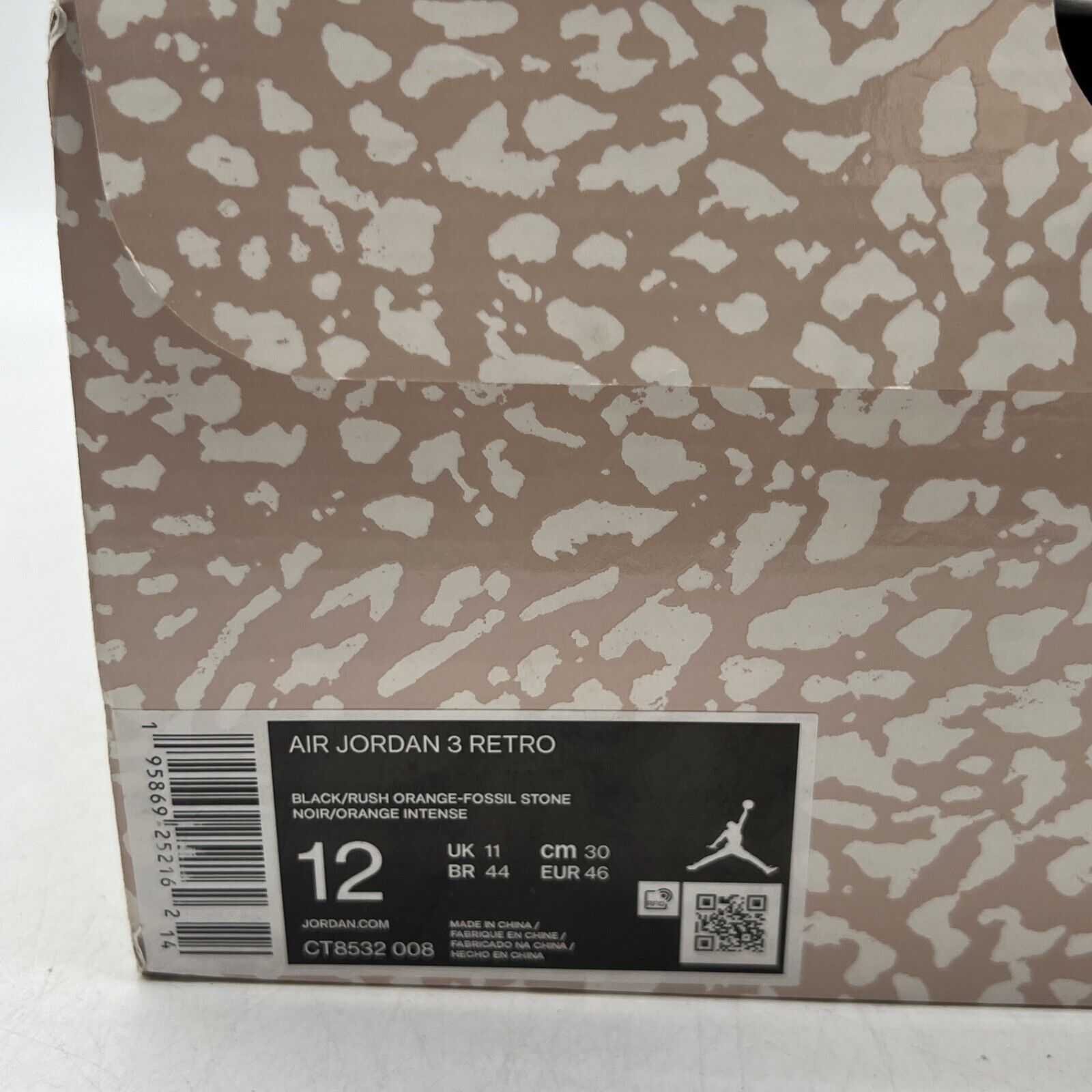Size 12 - Jordan 3 Retro Mid Desert Elephant Black Leather White (CT8532-008)