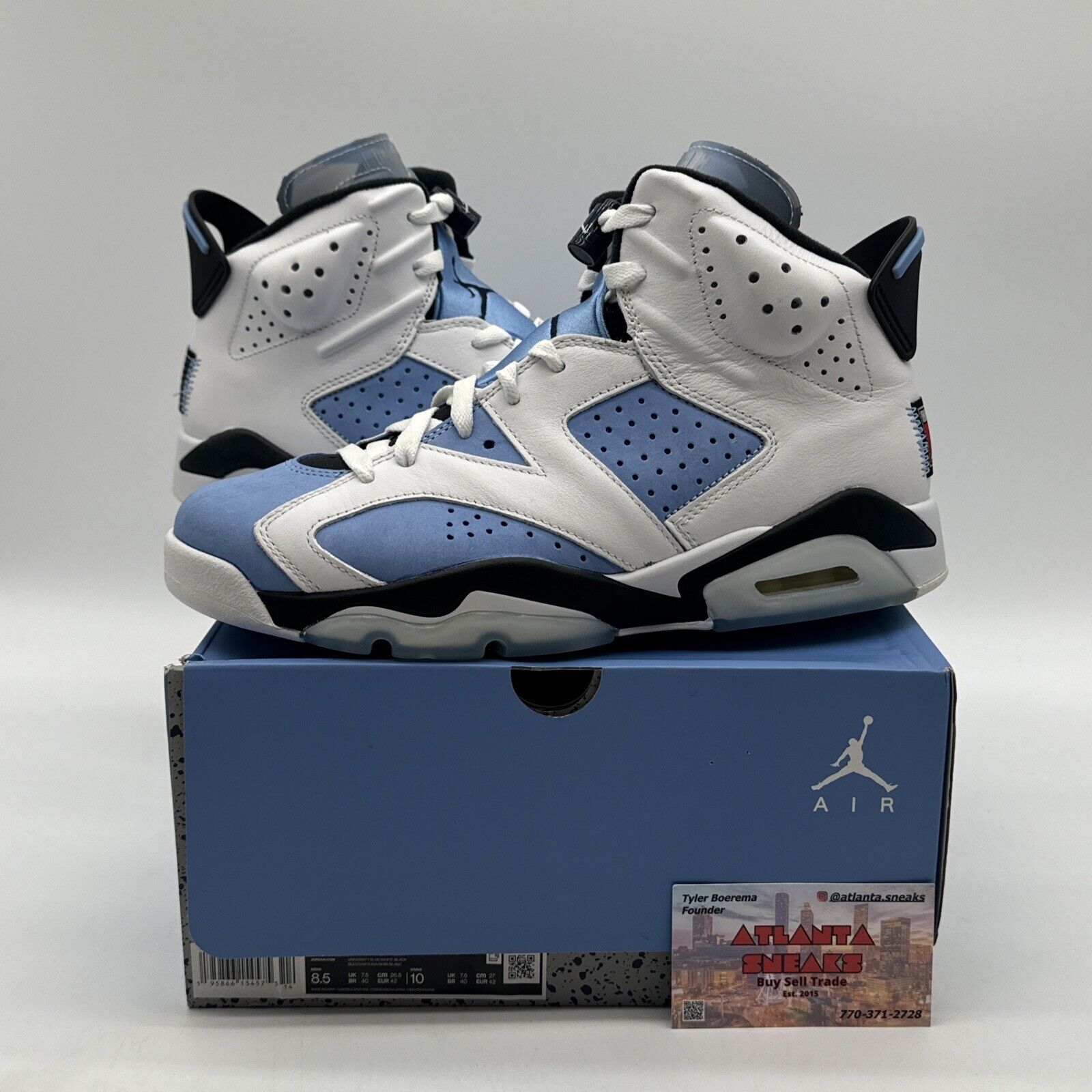 Nike Air Jordan University Blue Retro 6 White UNC Size 8.5 Men's CT8529-410