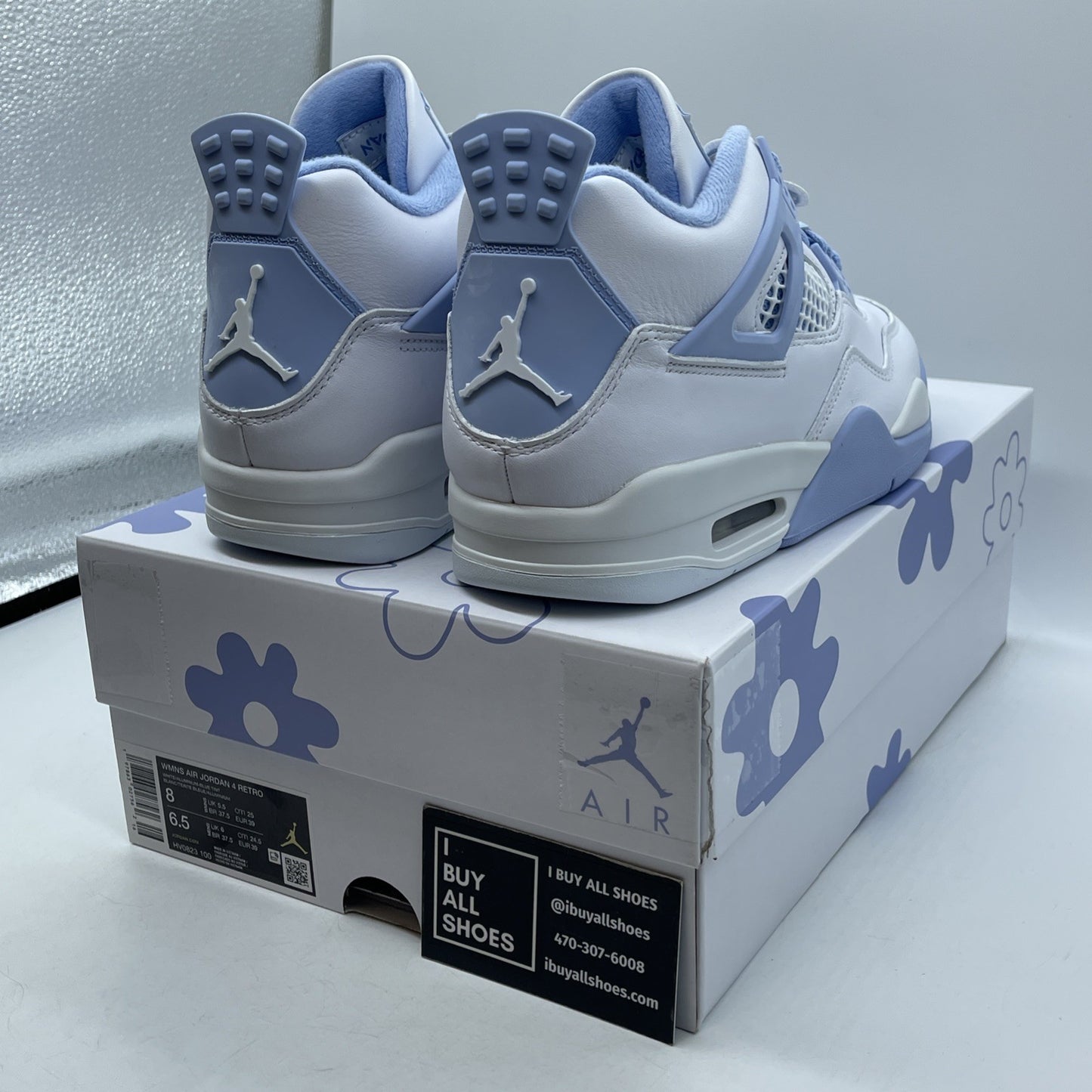 Size 8W - Air Jordan 4 Retro Forget Me Not Blue White Leather (HV0823-100)