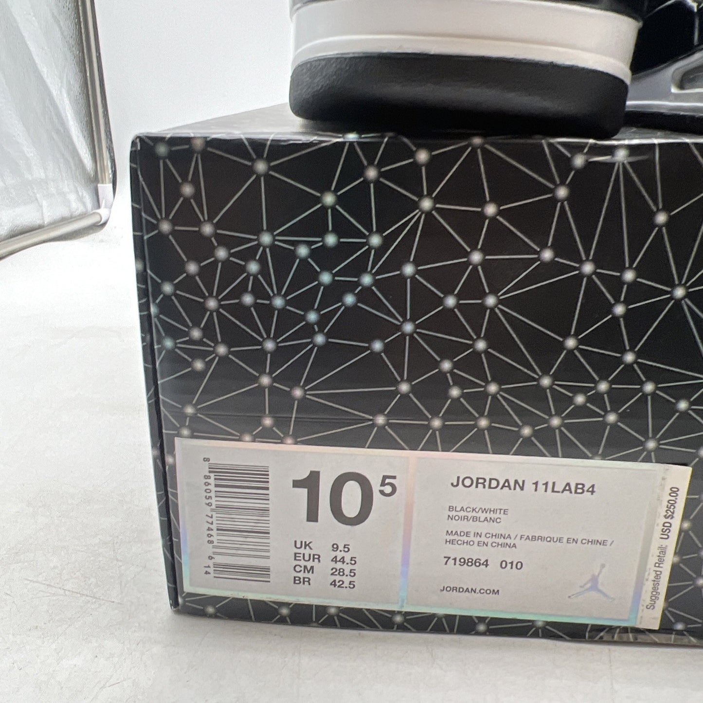 Size 10.5 - Air Jordan 4 Retro 11Lab4 - Black (719864-010)
