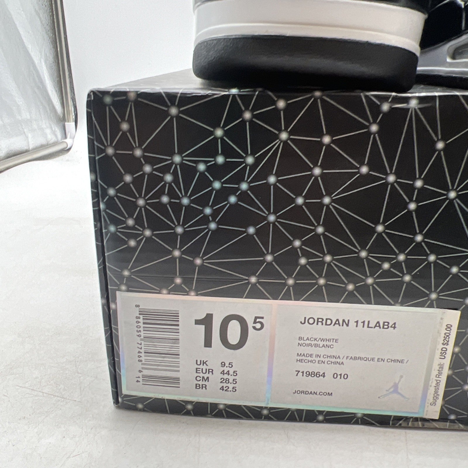 Size 10.5 - Air Jordan 4 Retro 11Lab4 - Black (719864-010)