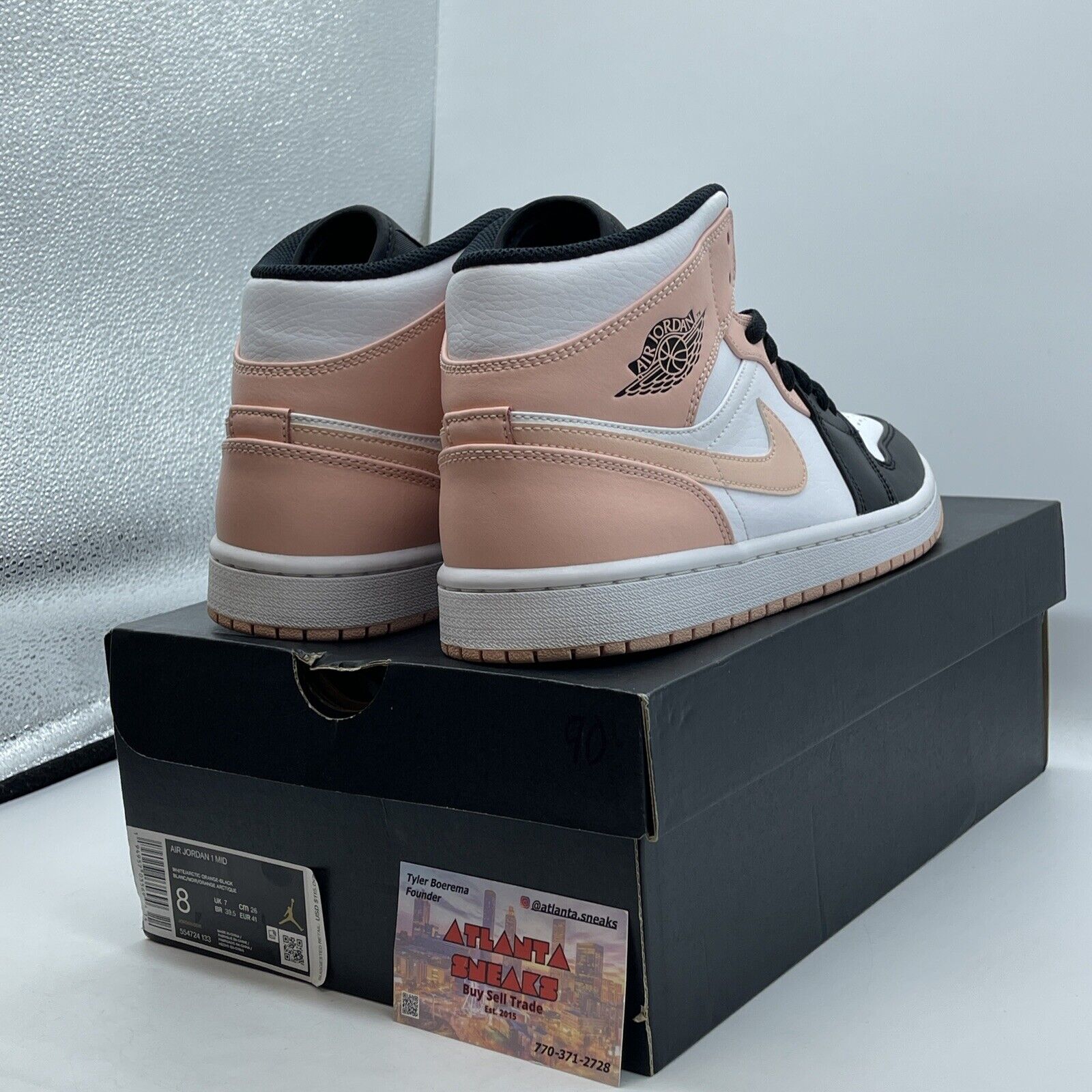 Size 8 - Air Jordan 1 Mid Crimson Tint White Orange Black Leather (554724-133)
