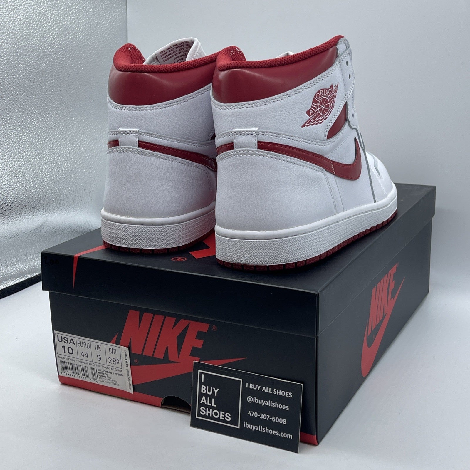 Size 10 - Air Jordan 1 Retro OG High Metallic Red White Leather (555088-103)