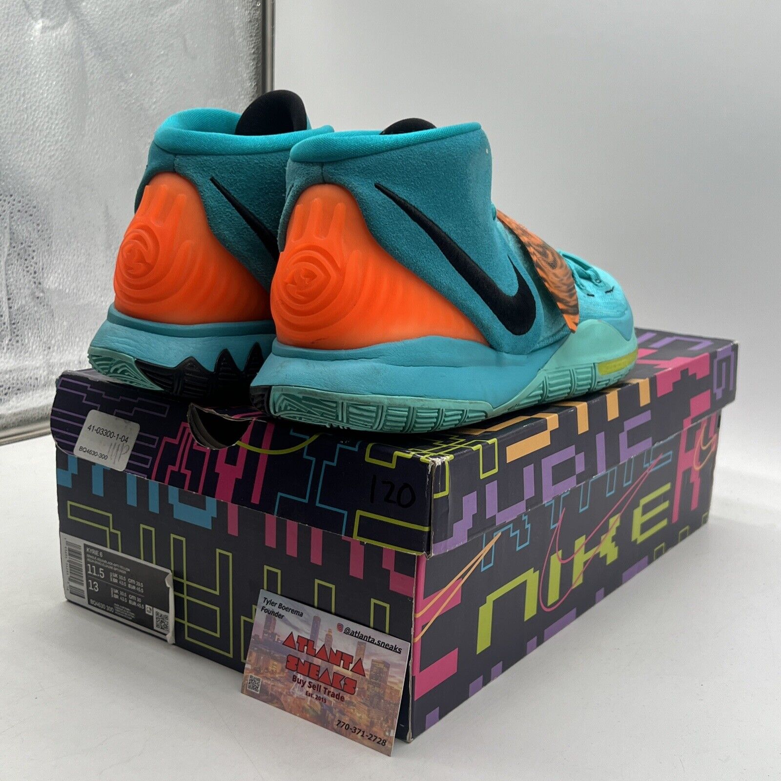 Size 11.5 - Nike Kyrie 6 Oracle Aqua Black Orange Aqua (BQ4630-300)