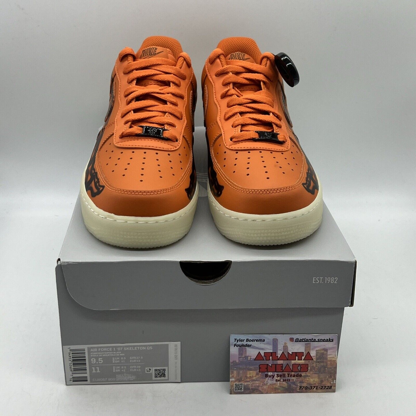 Size 9.5 - Nike Air Force 1 Low Orange Skeleton Brand New Og All DS Orange Black