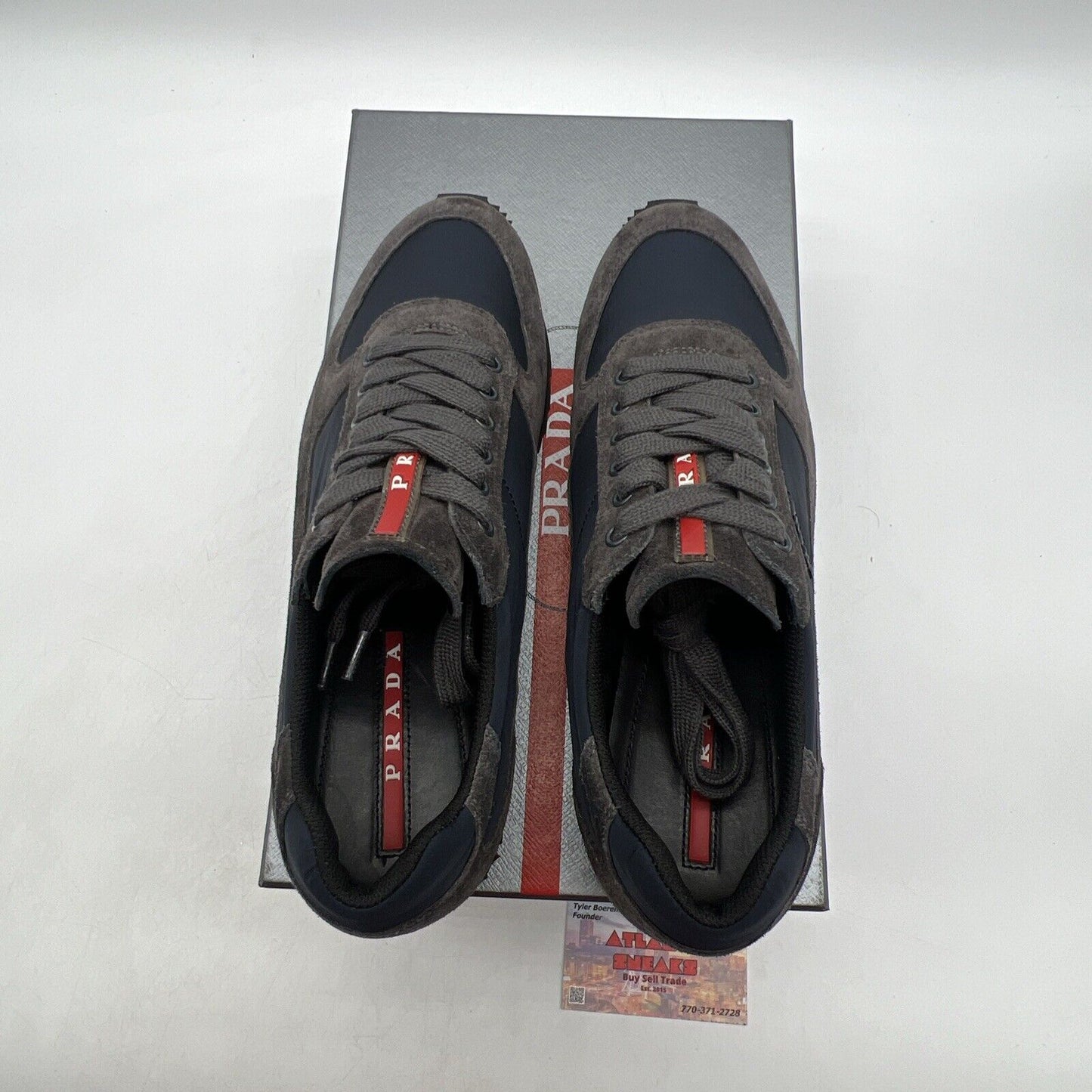 Size 7.5 - PRADA SNEAKERS SHOES 4E2721 ASFALTO