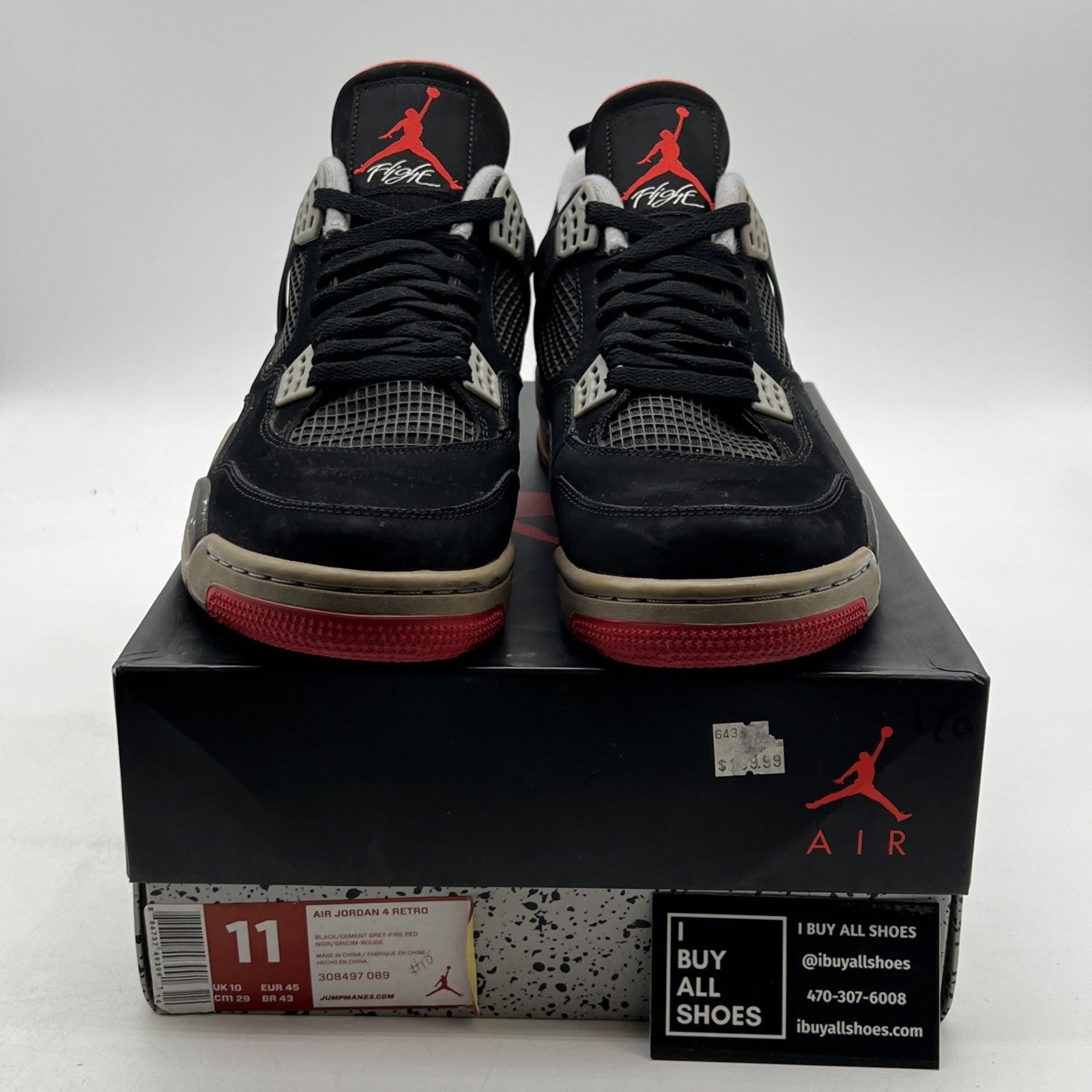 Size 11 - Air Jordan 4 Retro bred release 2012 (308497-089)