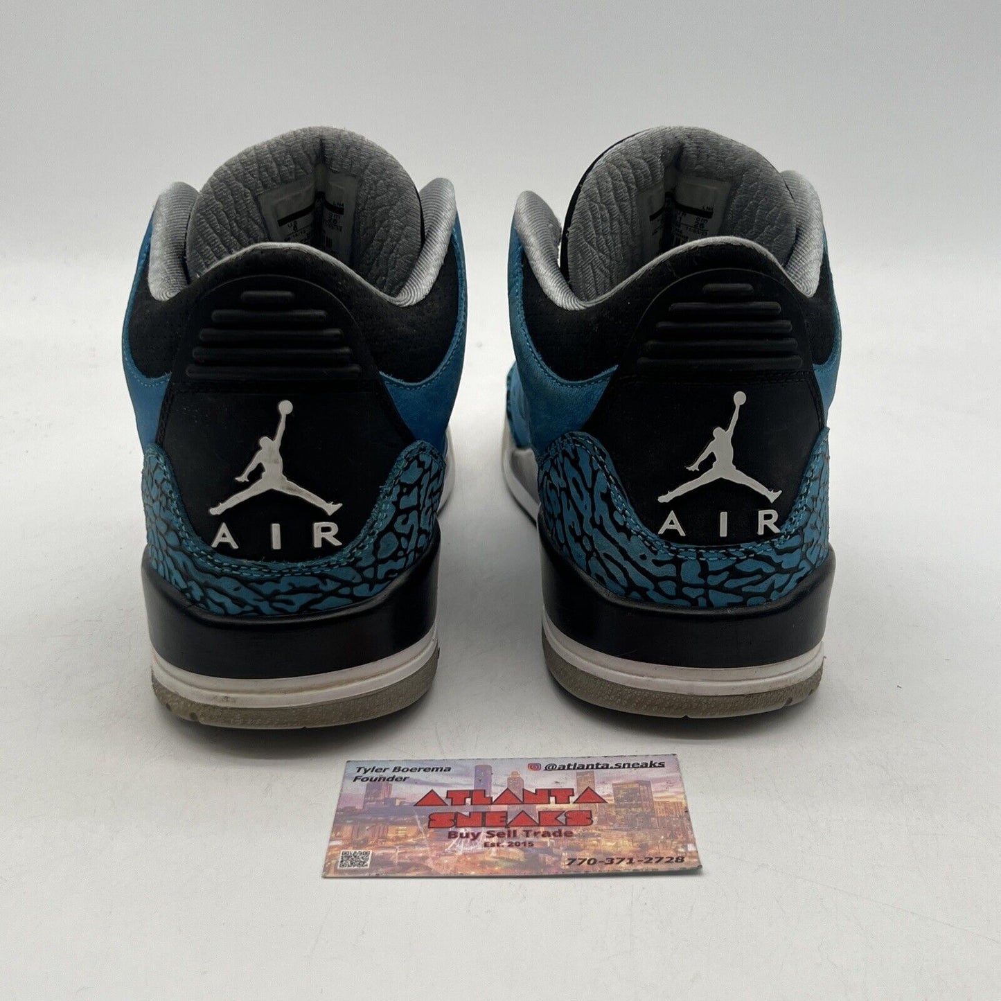 Size 8 - Air Jordan 3 Retro Powder Blue Black White Grey Suede (487471-102)