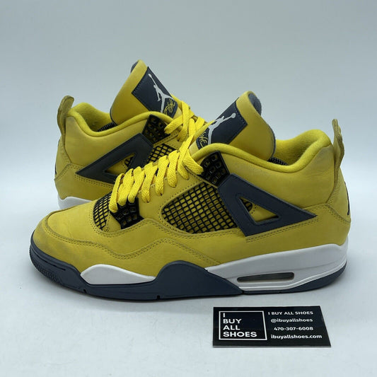 Size 10 - Jordan 4 Retro Mid Lightning Yellow Grey Suede Leather (CT8527-700)