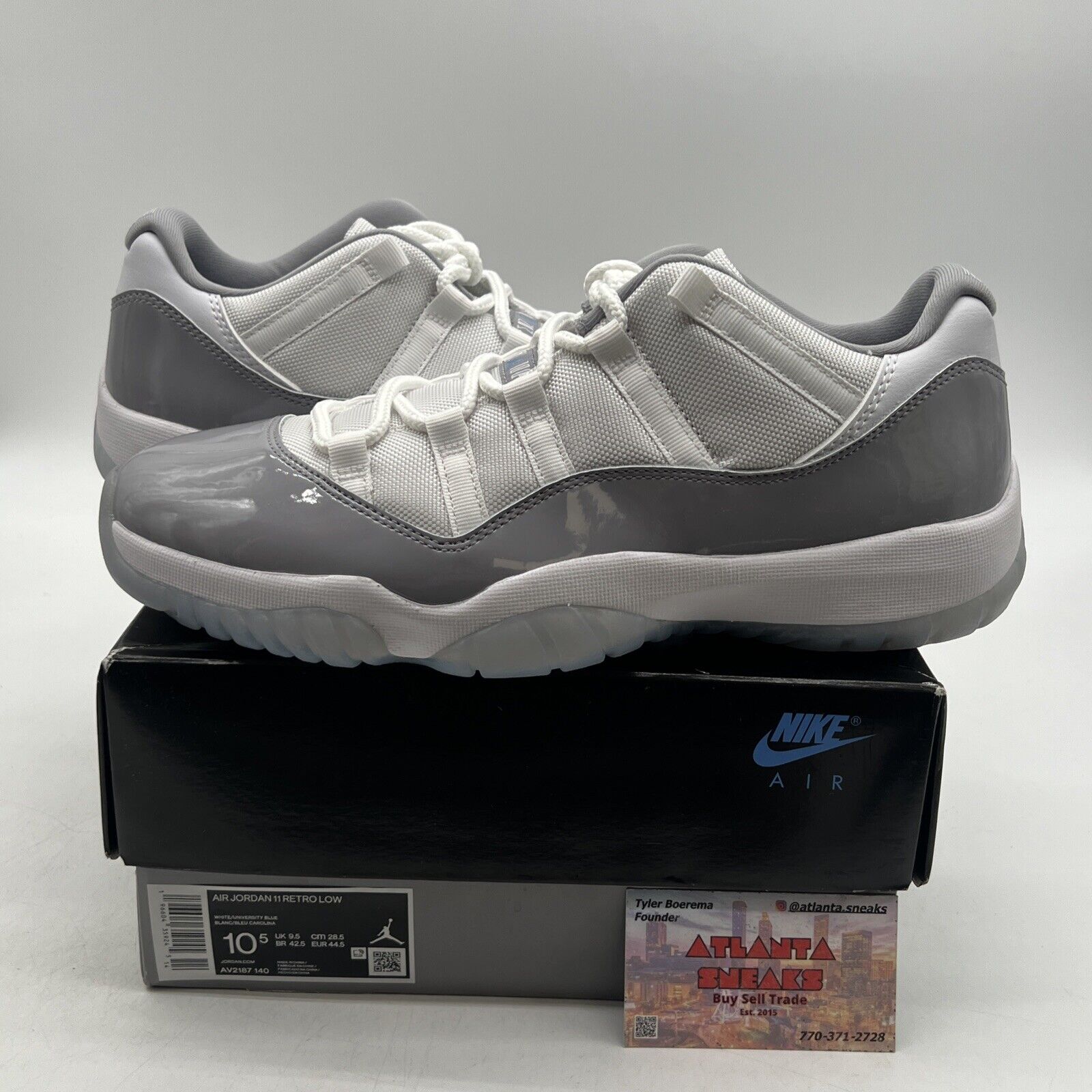 Size 10.5 - Air Jordan 11 Retro Low Cement Grey Leather White (AV2187-140)