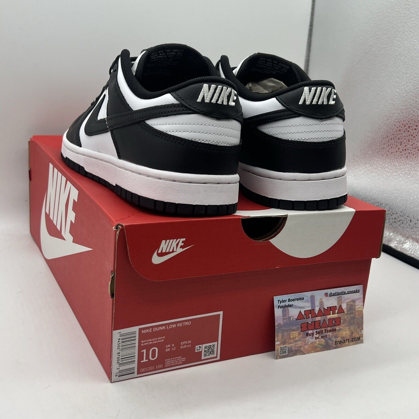 Size 10 - Nike Dunk Low Black White Brand New Og All