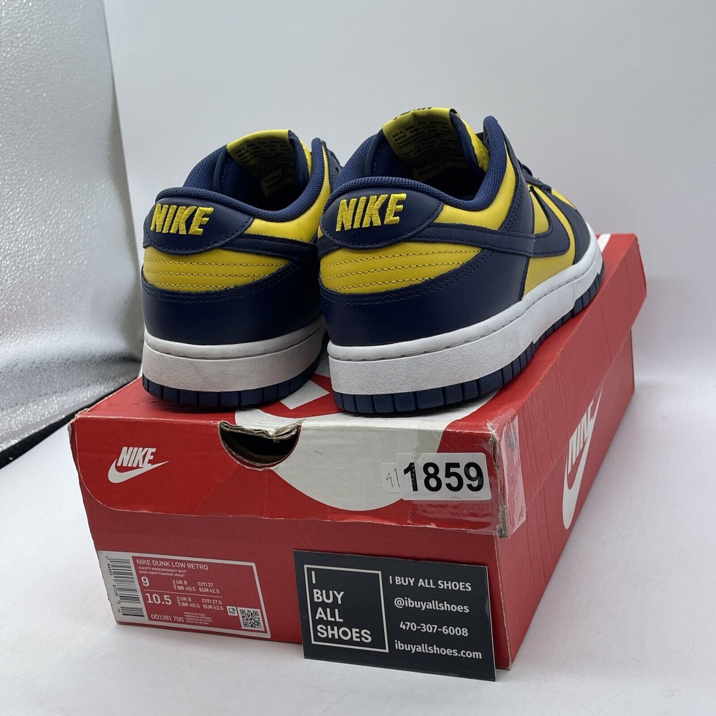 Size 9 - Nike Dunk Low Michigan Yellow Blue White Leather Suede (DD1391-700)