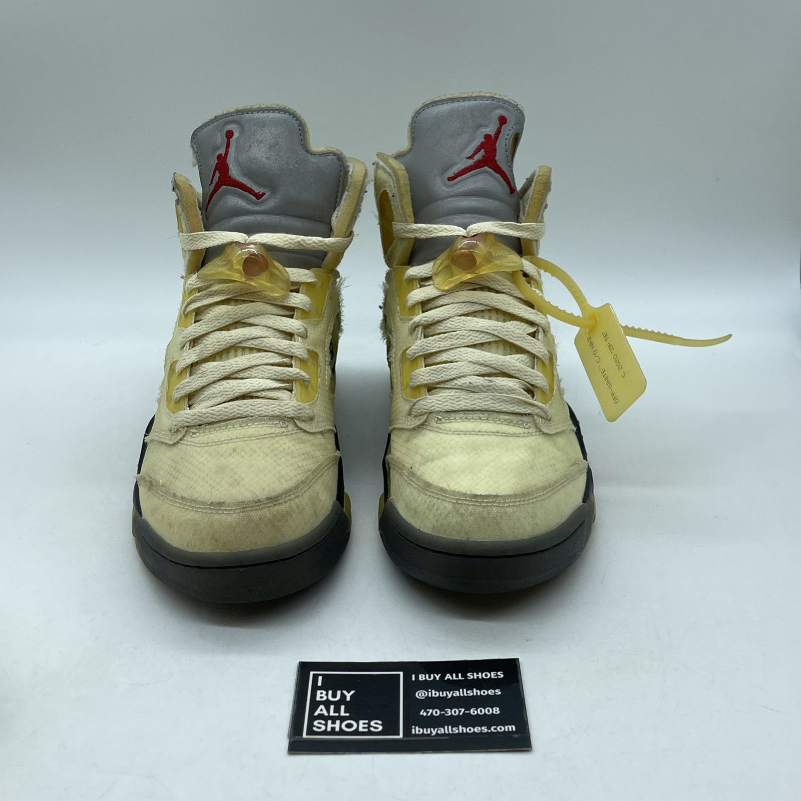 Size 7.5 - Jordan 5 SP x Off-White Mid Sail Red Black Leather (DH8565-100)