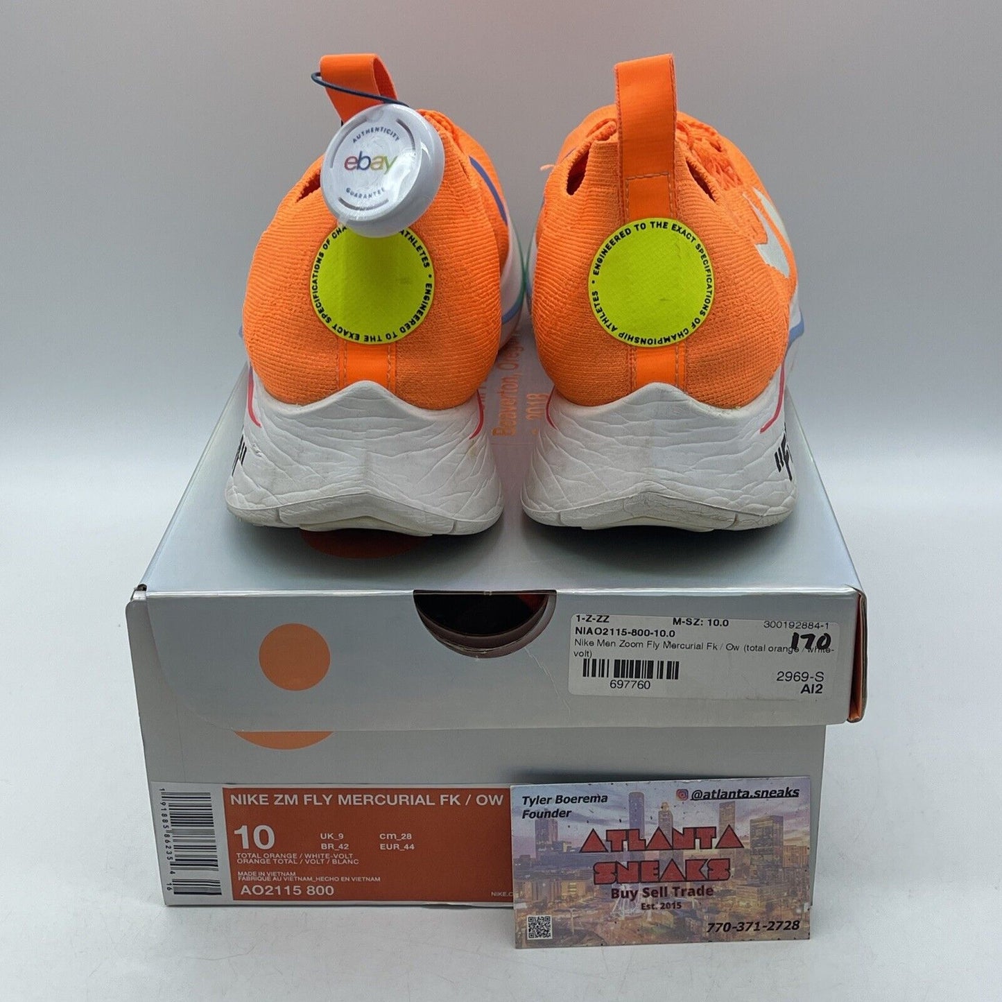 Size 10 - Nike Off-White x Zoom Fly Mercurial Flyknit Total Orange (AO2115-800)