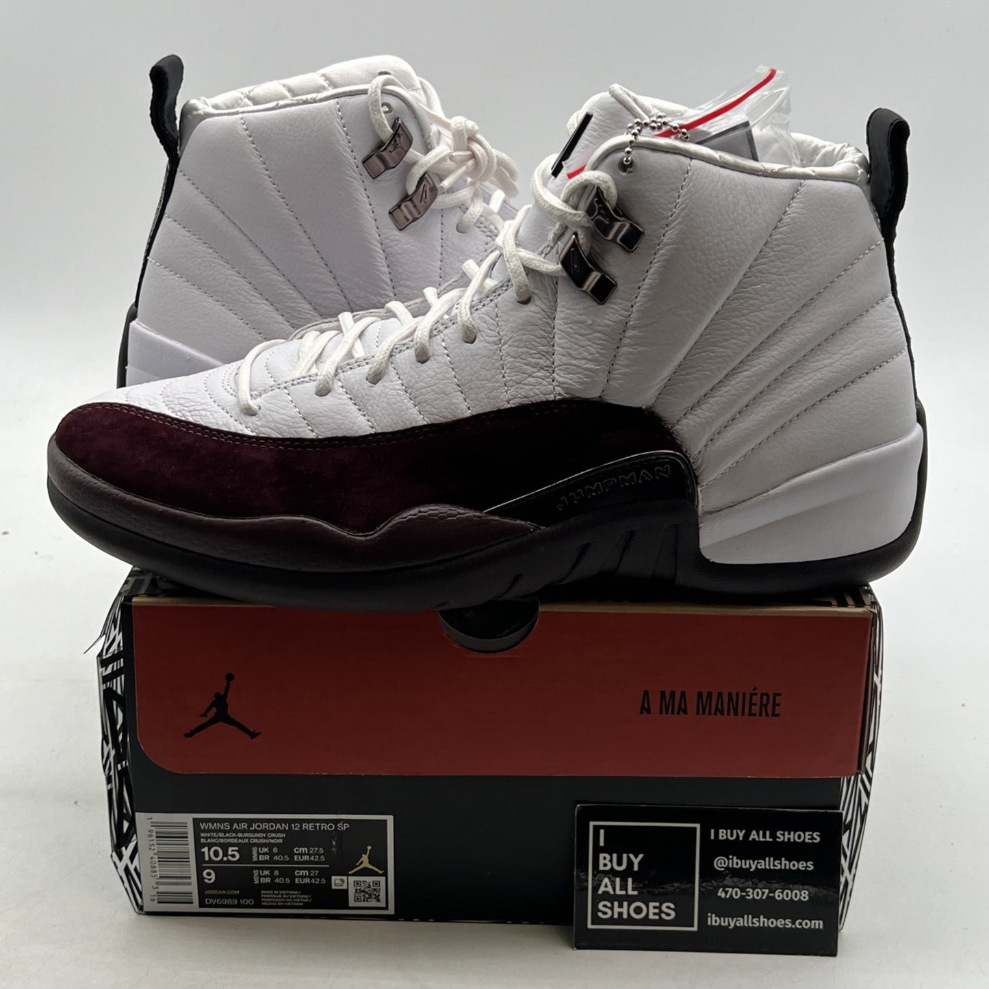 Size 10.5 - Air Jordan 12 Retro SP x A Ma Maniere Mid White W (DV6989-100)