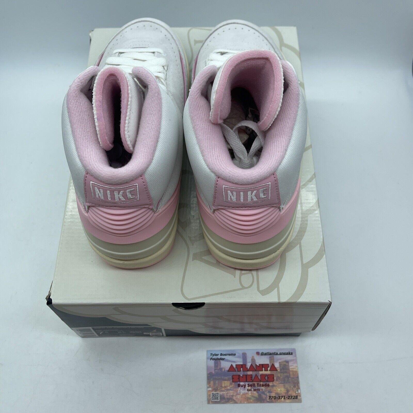 Size 7.5W - Air Jordan 2 Retro Soft Pink White Grey Red Suede (FB2372-100)