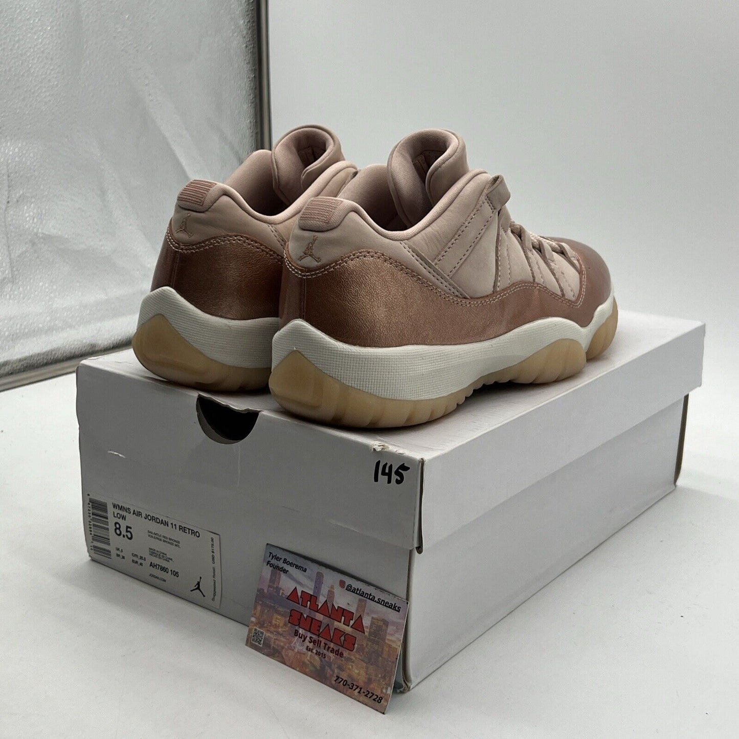 Size 8.5 - Air Jordan 11 Retro Low Rose Gold W Leather Suede White (AH7860-105)