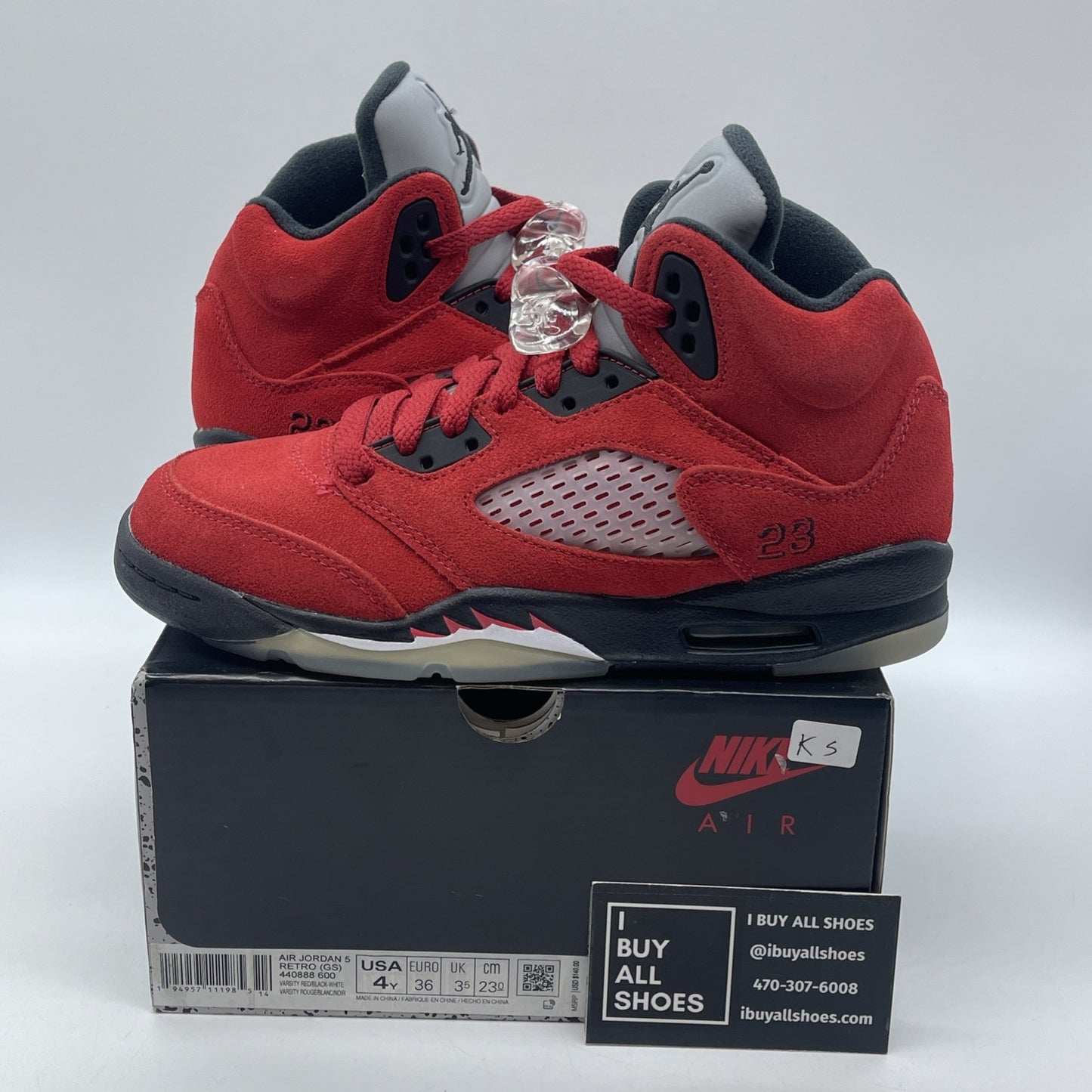 Size 4Y - Jordan 5 Retro Mid Raging Bull Red Suede (440888-600)