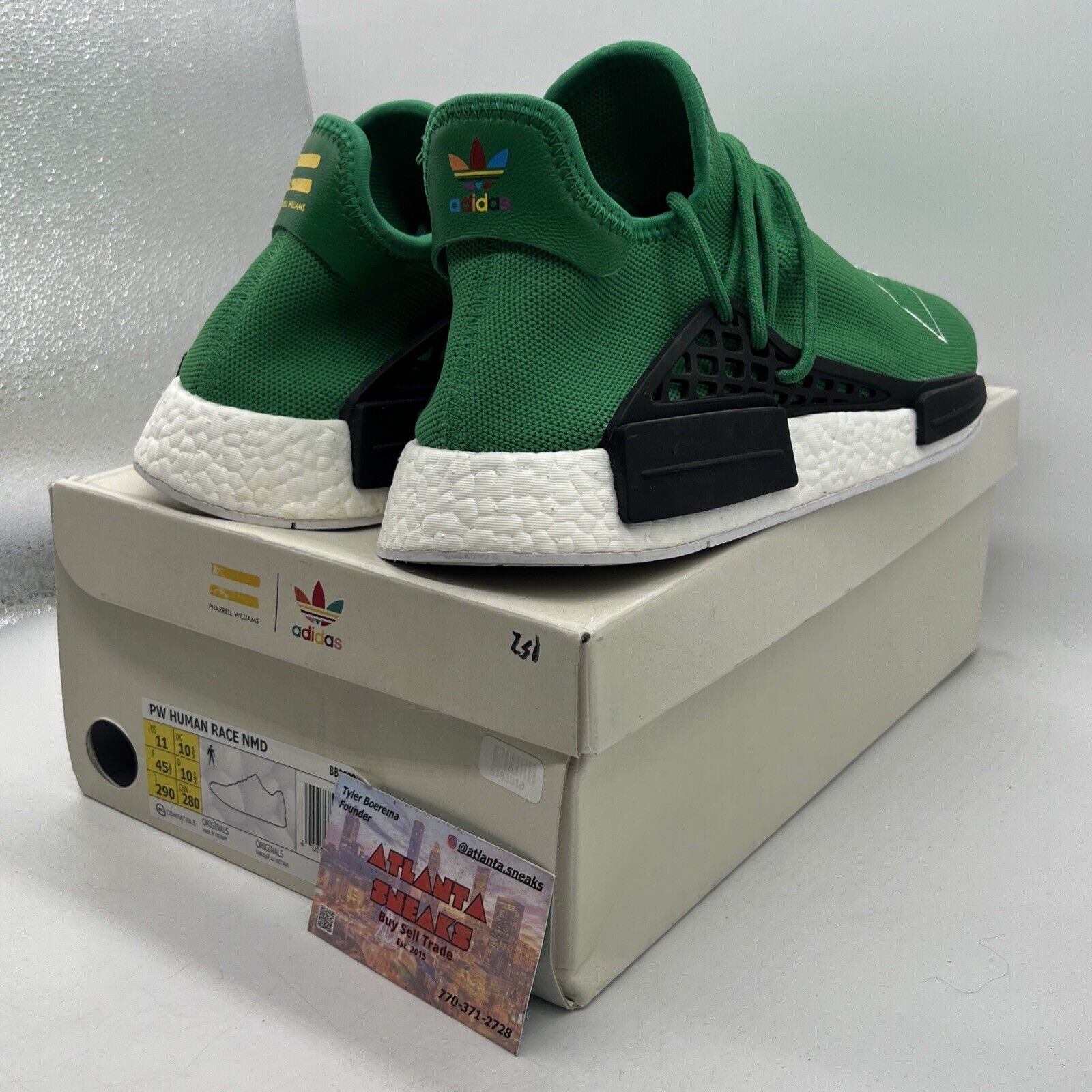 Size 11 - adidas Pharrell x NMD Human Race Green White Black (BB0620)