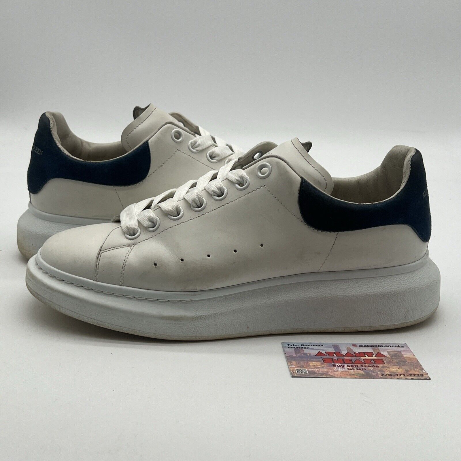 Size 10 - Alexander McQueen Oversized Sneakers White/ Paris Blue