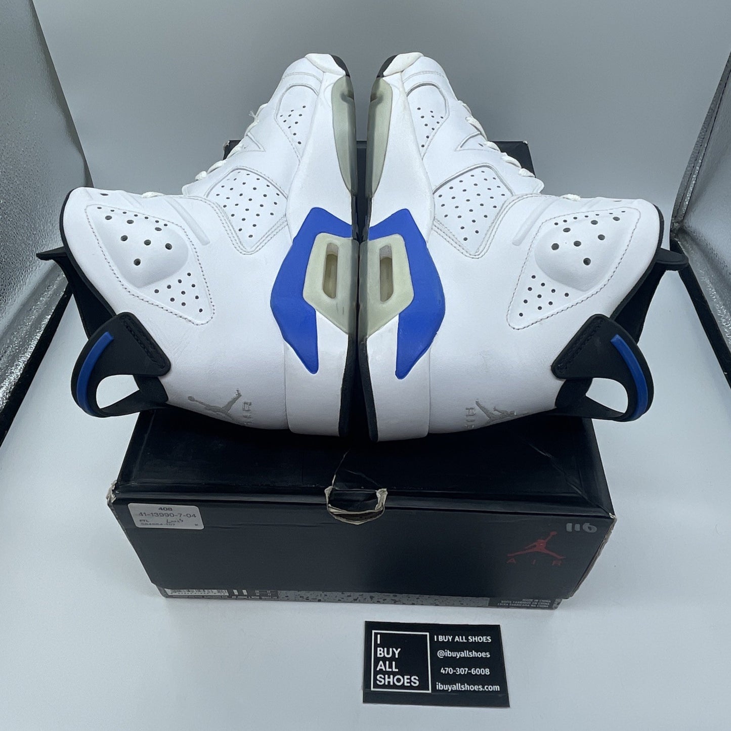 Size 11 - Air Jordan 6 Retro 2014 Sport Blue White Leather (384664-107)