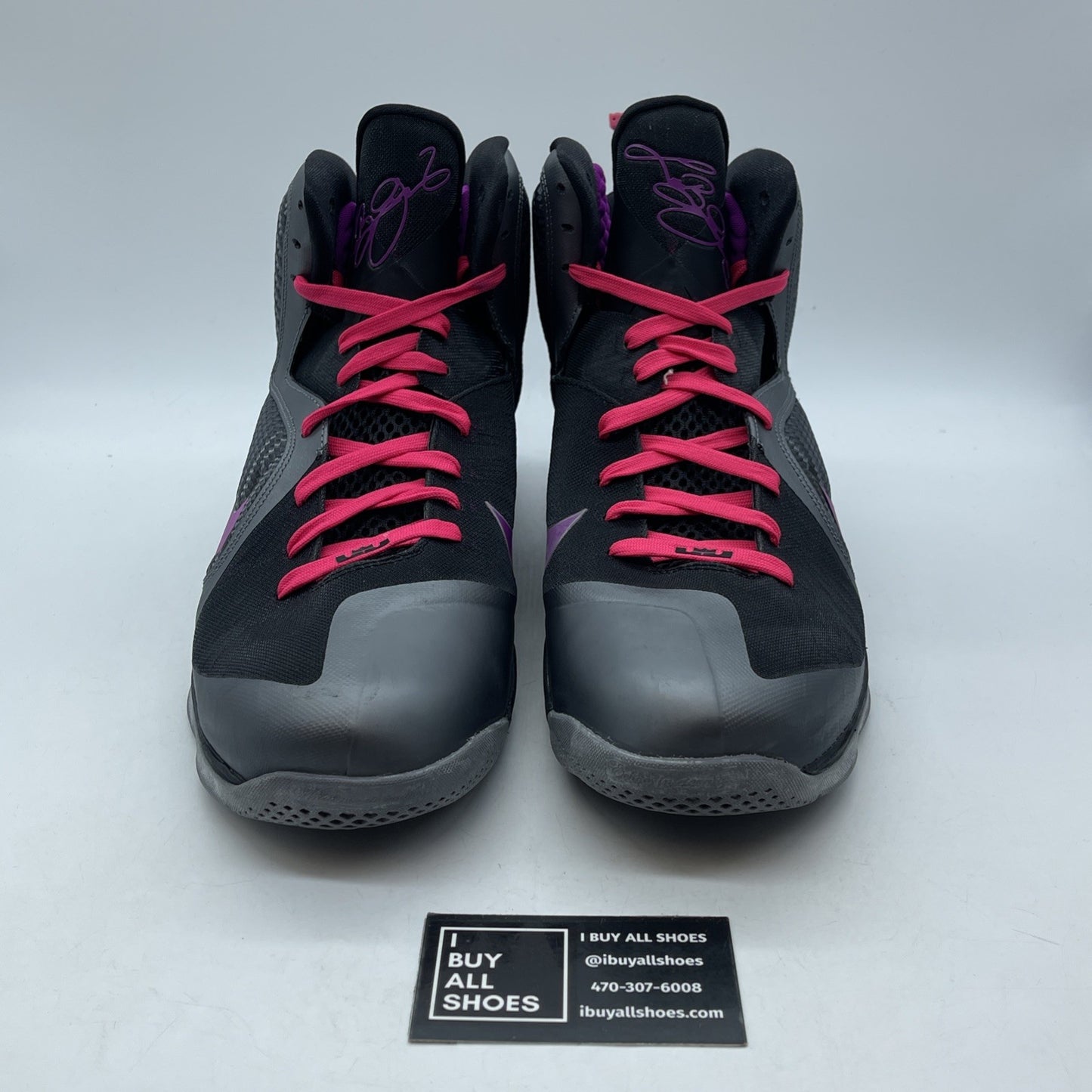 Size 13 - Nike LeBron 9 Miami Nights Grey Purple Black Leather (469764-002)