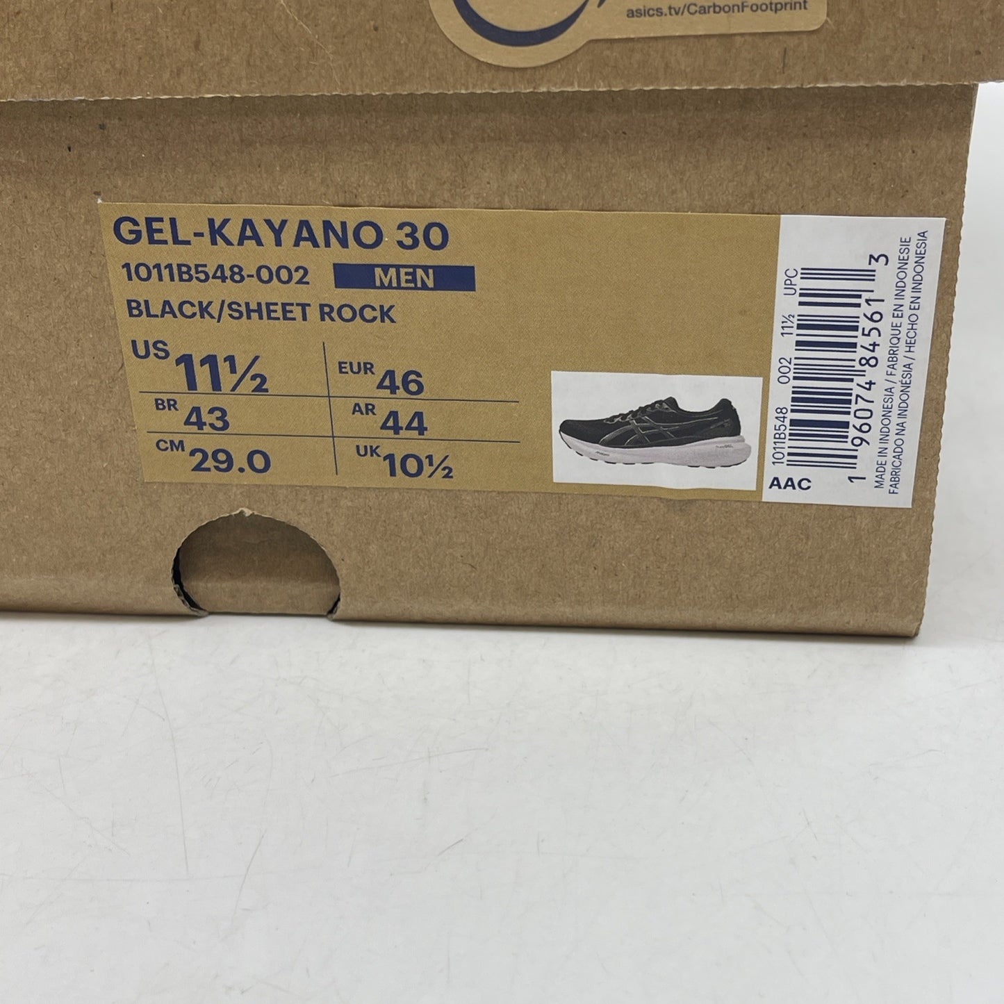 Size 11.5 - Asics Gel Kayano 30 Black Sheet Rock (1011B548-002)