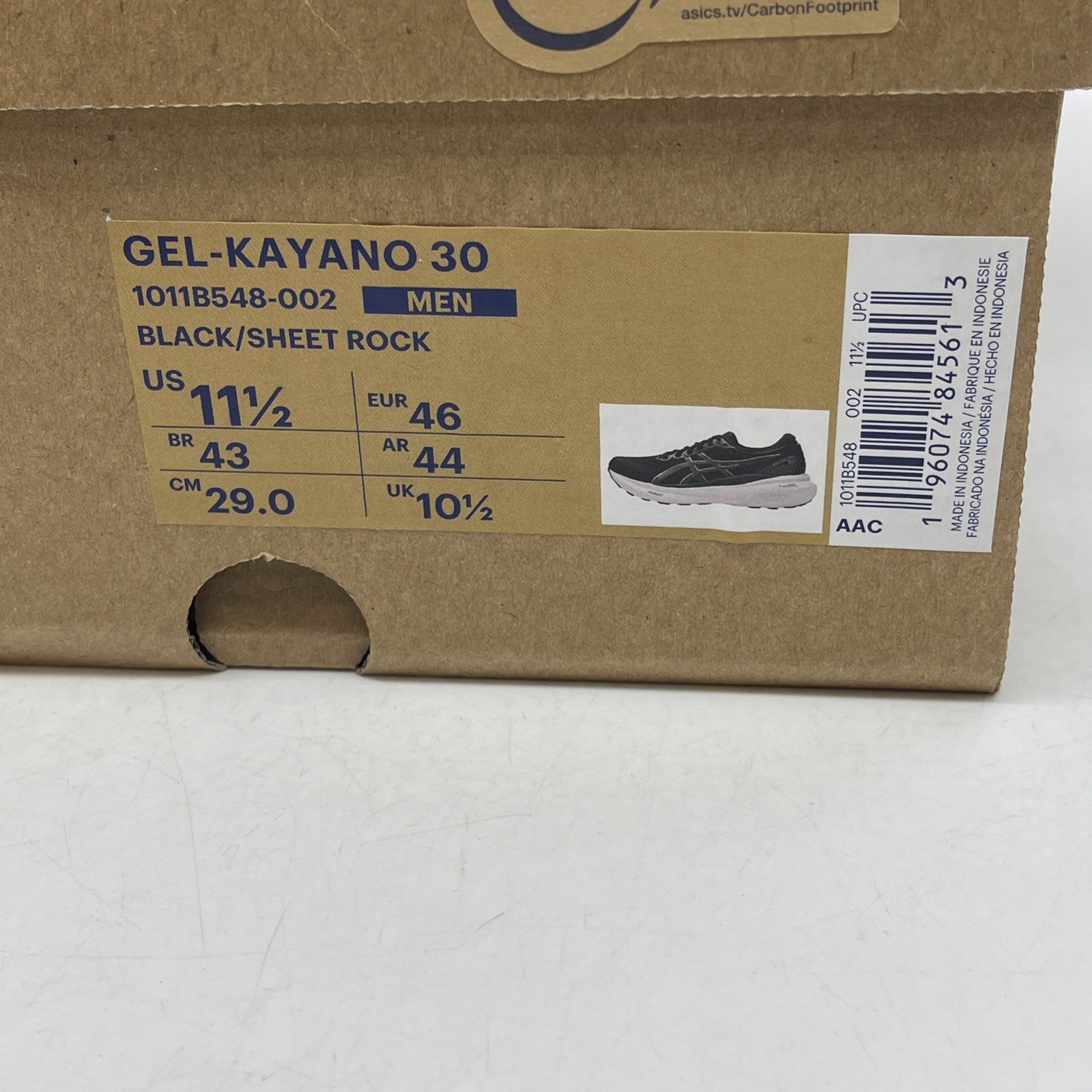 Size 11.5 - Asics Gel Kayano 30 Black Sheet Rock (1011B548-002)