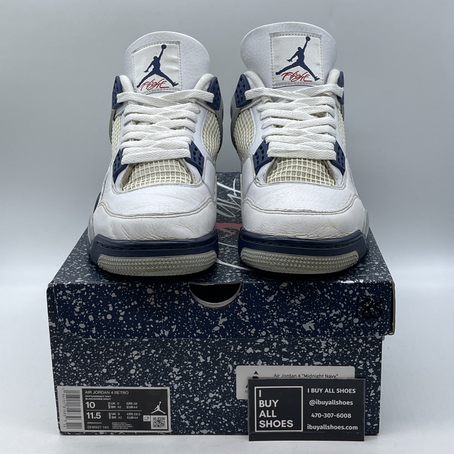 Size 10 - Jordan 4 Retro Mid Midnight Navy Blue White Leather (DH6927-140)