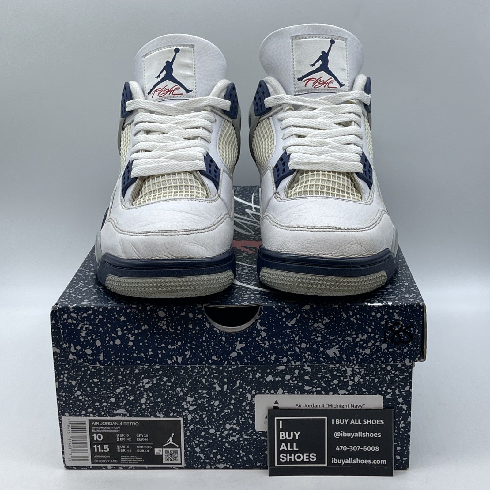 Size 10 - Jordan 4 Retro Mid Midnight Navy Blue White Leather (DH6927-140)