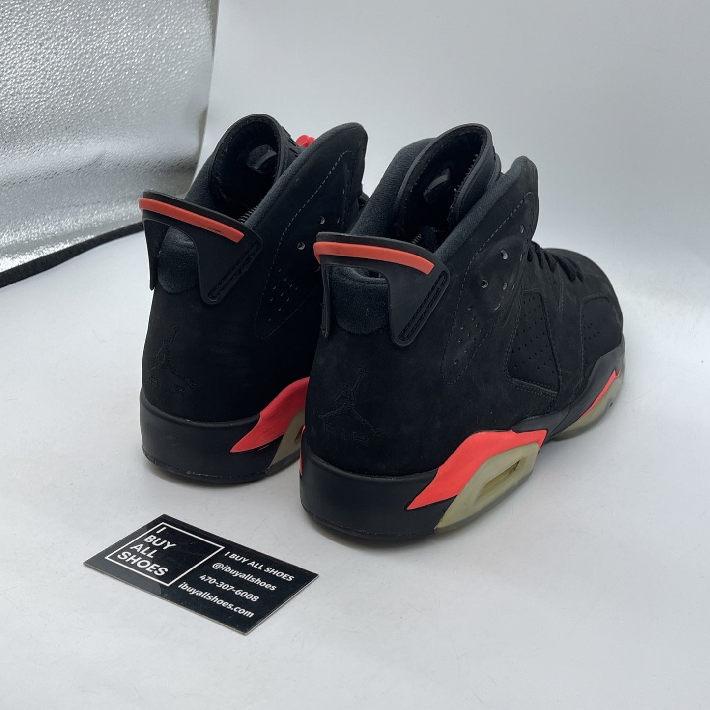 Size 9.5 - Jordan 6 Retro Infrared Black Suede (384664-023)