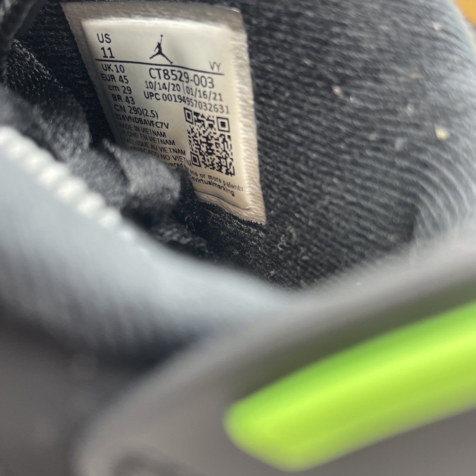 Size 11 - Jordan 6 Retro Electric Green Black Suede (CT8529-003)