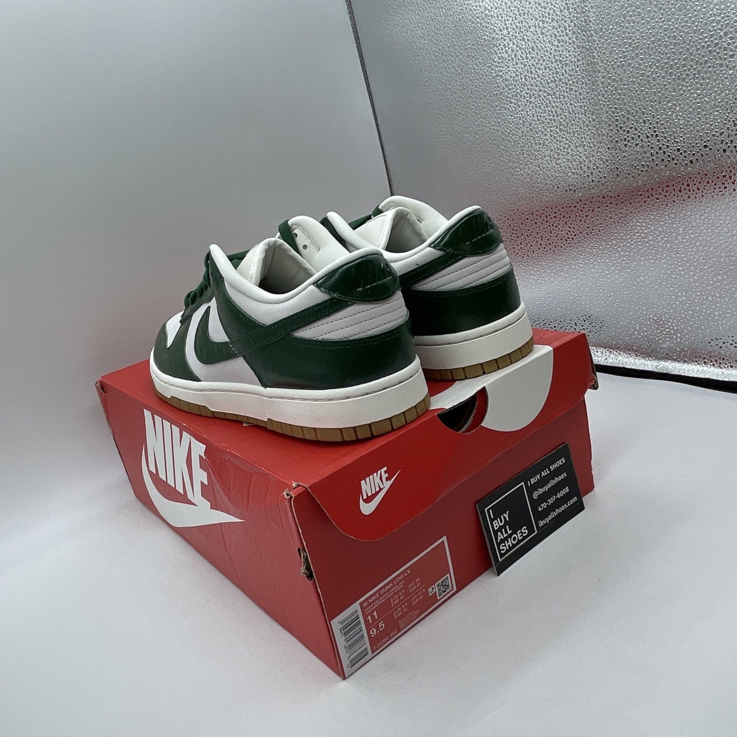 Size 11W - Nike Dunk Low Lx Gorge Green Ostrich Leather  (FJ2260-002)