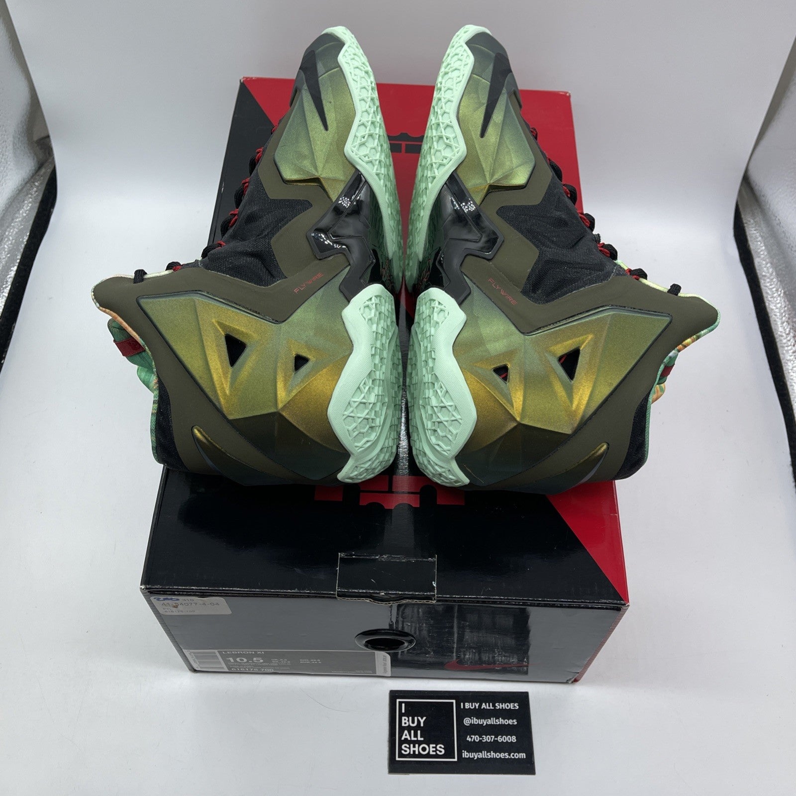 Size 10.5 - Nike LeBron 11 King's Pride Green Black (616175-700)