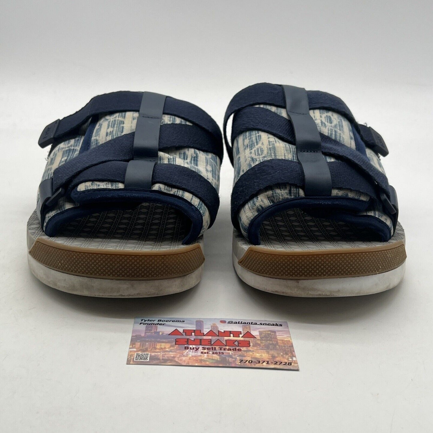 Size 11 - Dior Men Alpha Sandal Beige Blue Oblique Jacquard Logo Slide