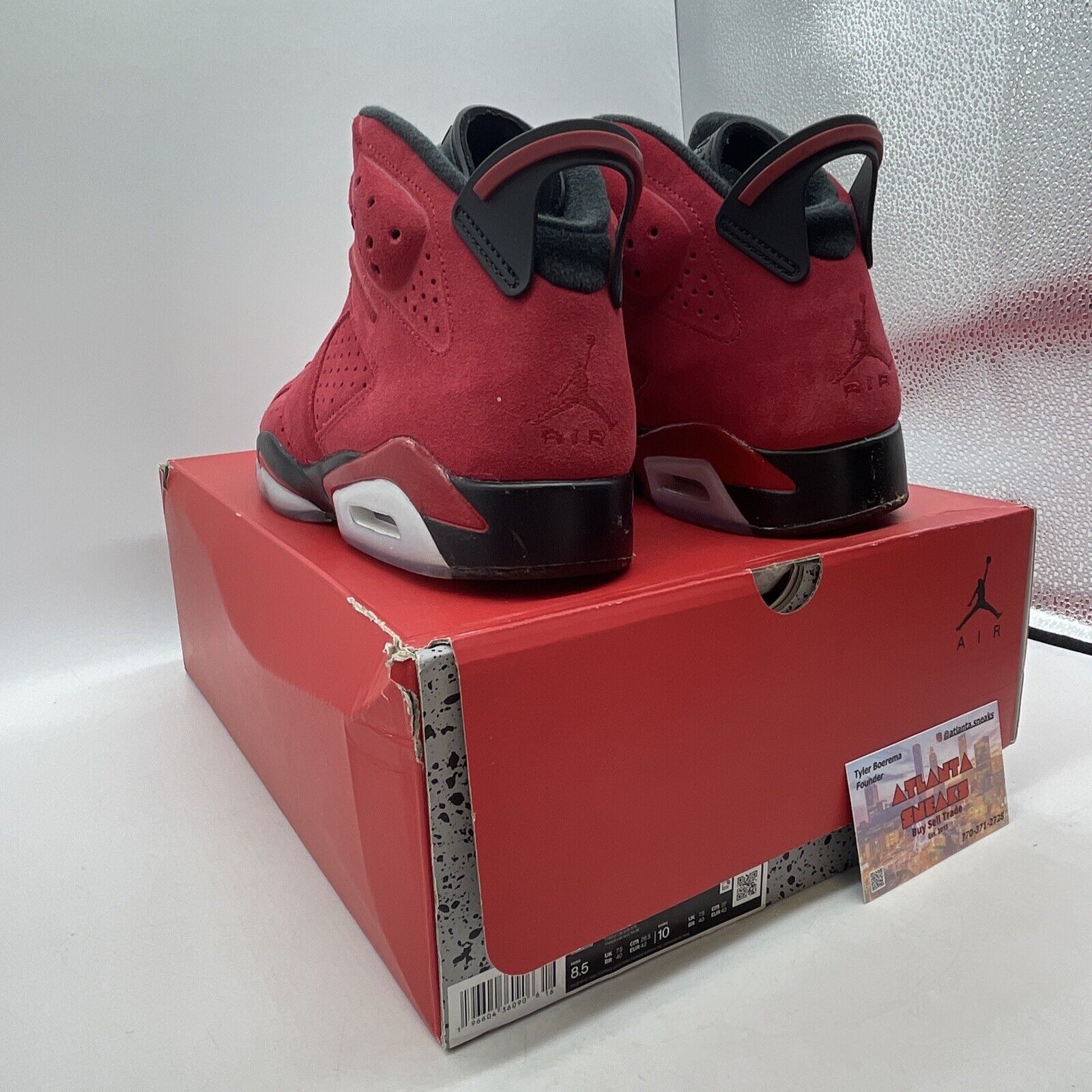 Size 8.5 - Air Jordan 6 Retro Toro Bravo Red Black Suede (CT8529-600)