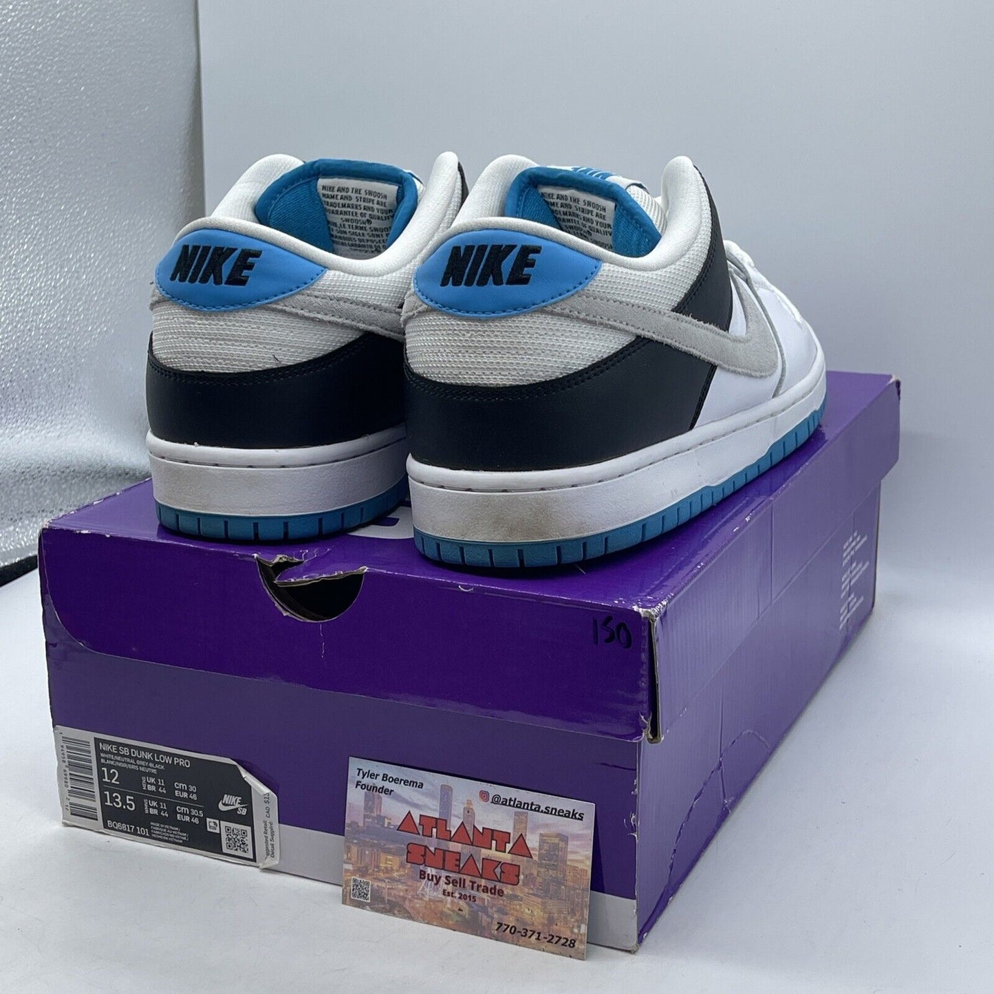 Size 12 - Nike Dunk Pro SB Low Laser Blue Black White Suede (BQ6817-101)
