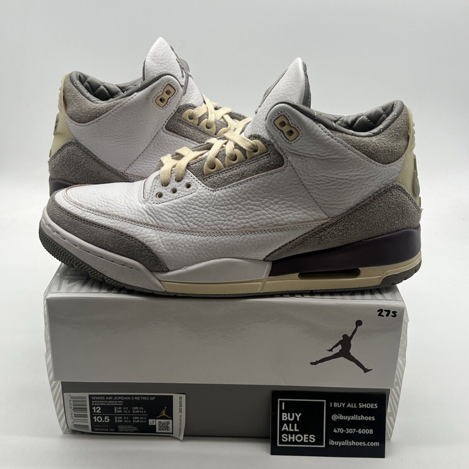Size 12 - Jordan 3 Retro SP x A Ma Maniere Low Raised By Women W (DH3434-110)