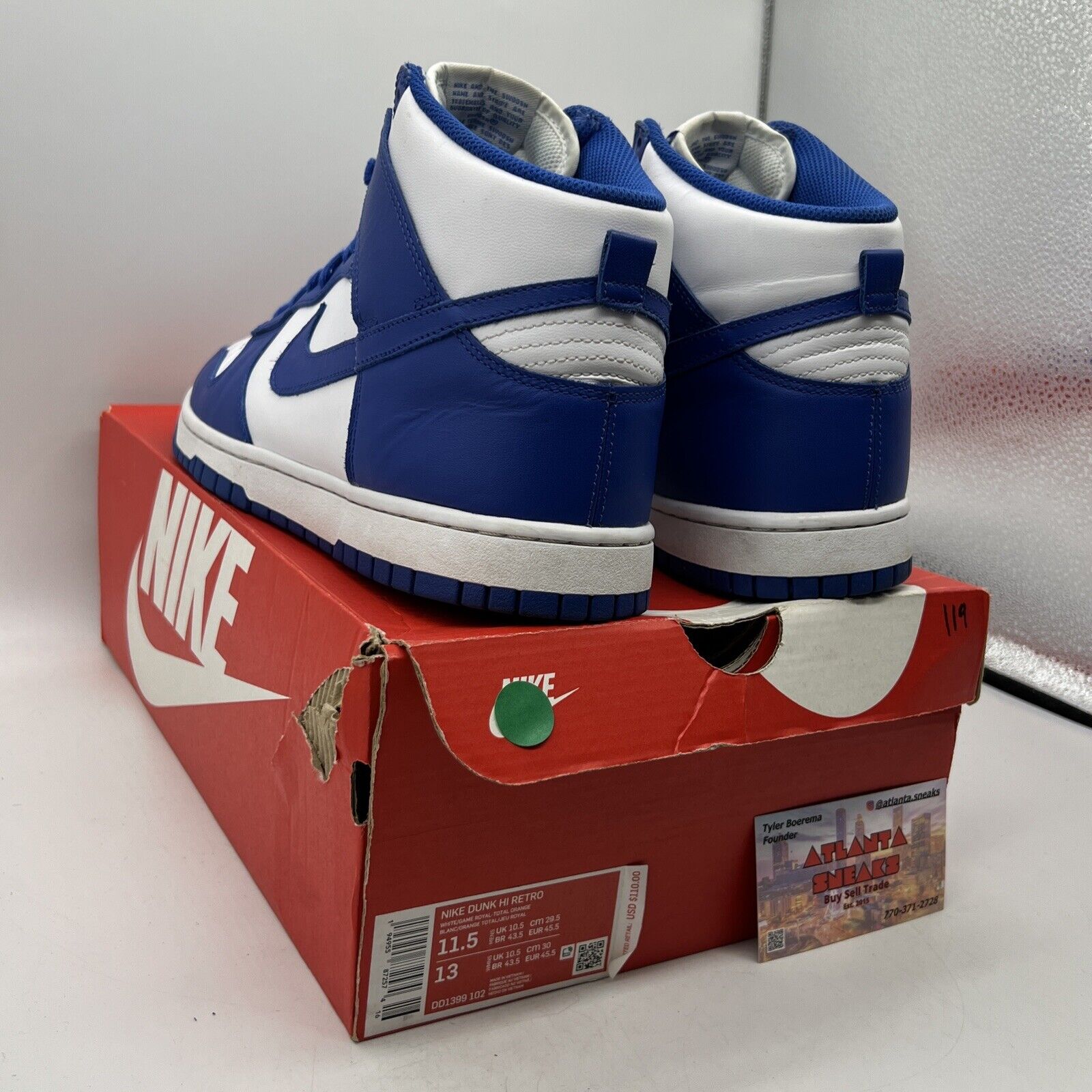 Size 11.5 - Nike Dunk 2021 High Kentucky White Blue Leather (DD1399-102)