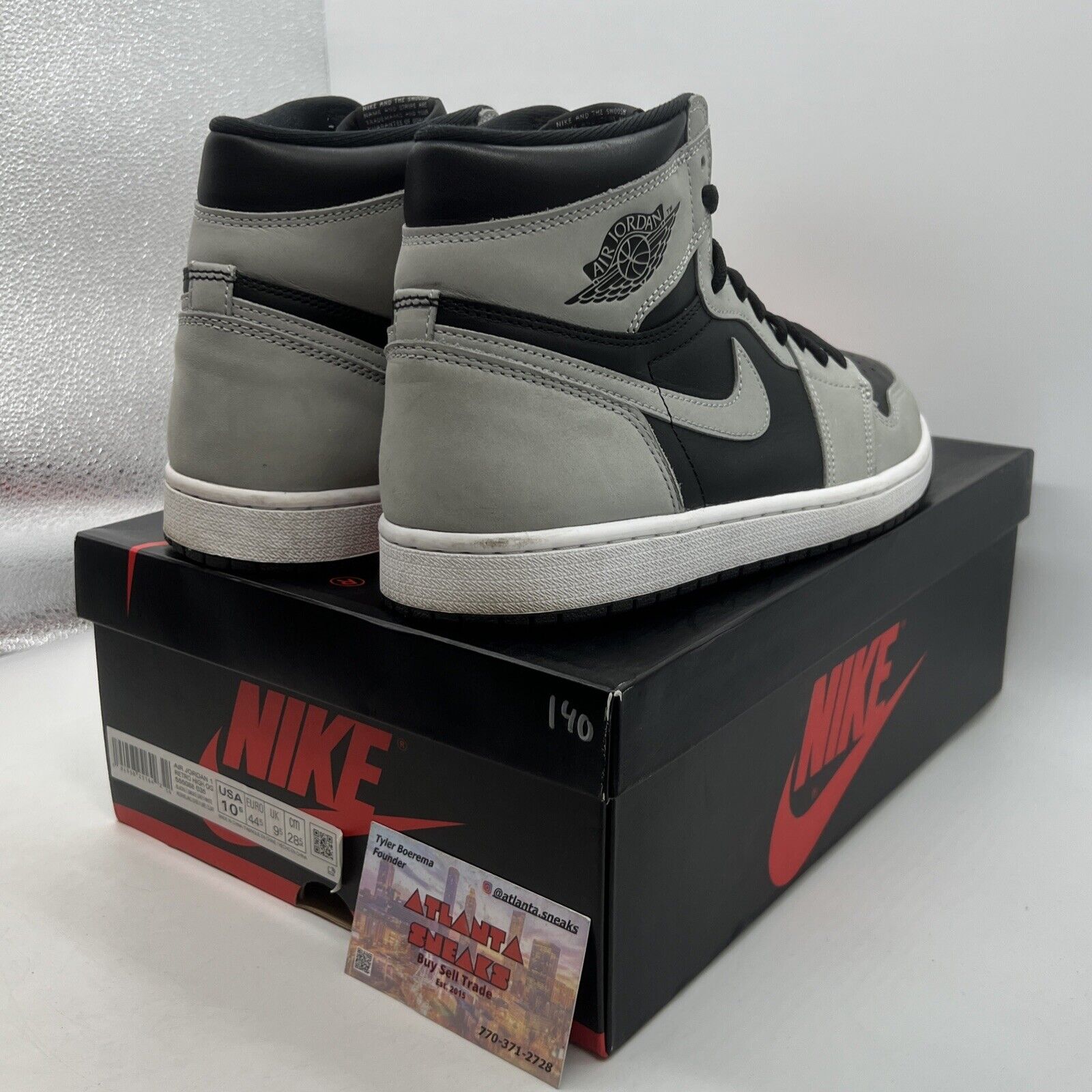 Size 10.5 - Jordan 1 Retro OG High Shadow 2.0 Grey White Leather (555088-035)