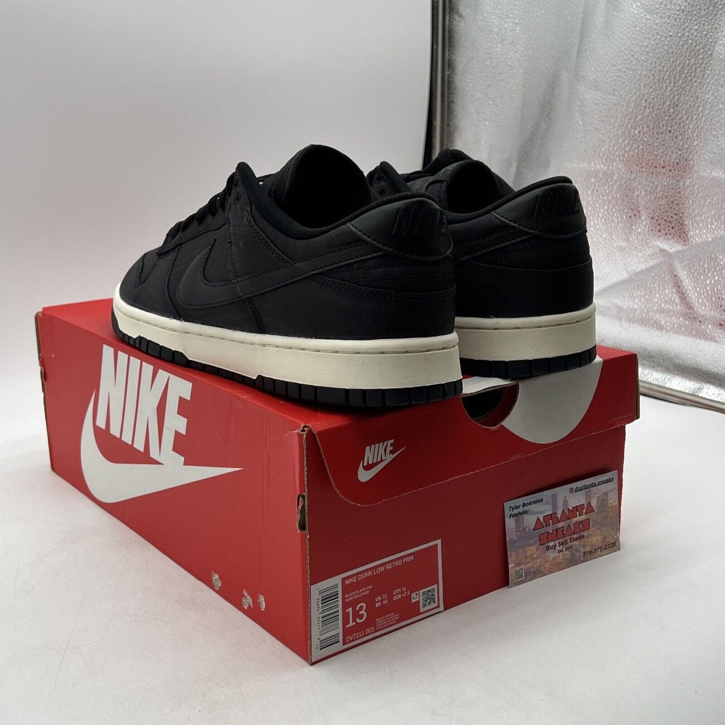 Size 13 - Nike Dunk Low Black Canvas White (DV7211-001)